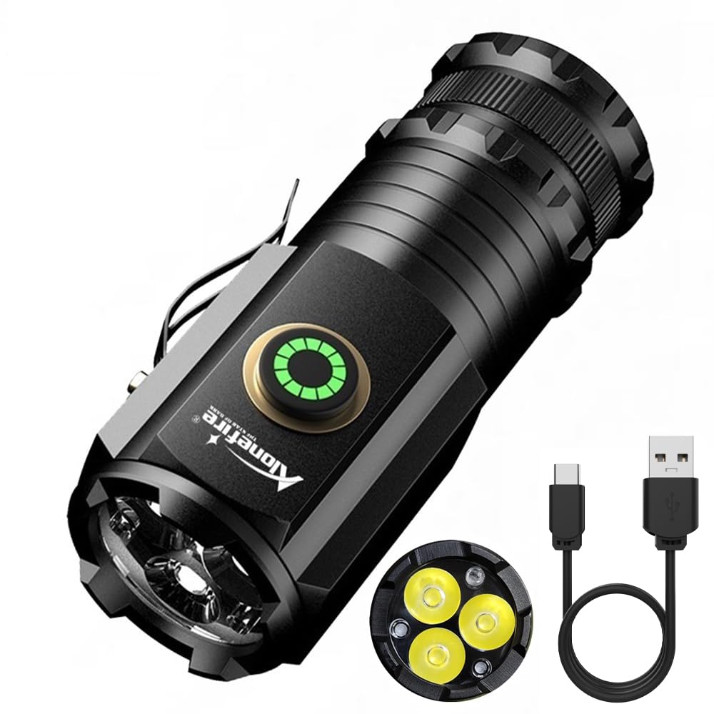 Alonefire X23 Mini Led Flashlight Type C Usb Rechargeable Bright Small Torch 5 Modes Portable Pen Light Waterproof Long Battery Life With Tail Magnet, Clip, Battery For Outdoor, Edc Carry, Hiking