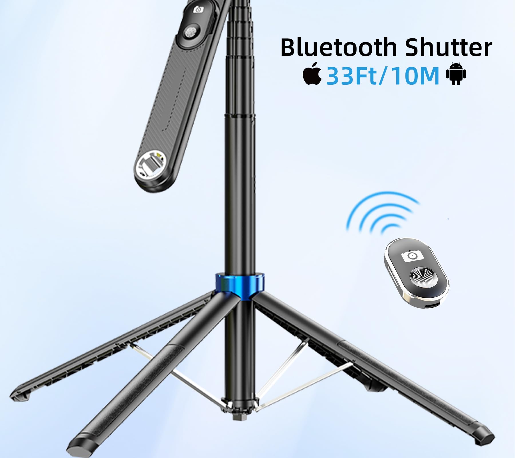 Nptcl 71” Professional Tripod Selfie Stick - Extendable Phone Tripod Stand Quadrapod With Bluetooth Remote For Iphone 15 Android Phones