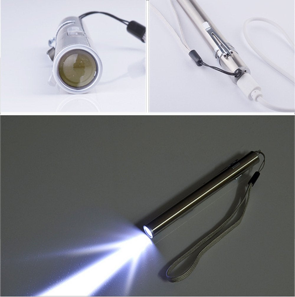 Lafeina Usb Rechargeable Pen Light, Pocket Small Handy Led Torch Mini Flashlights With Stainless Steel Clip