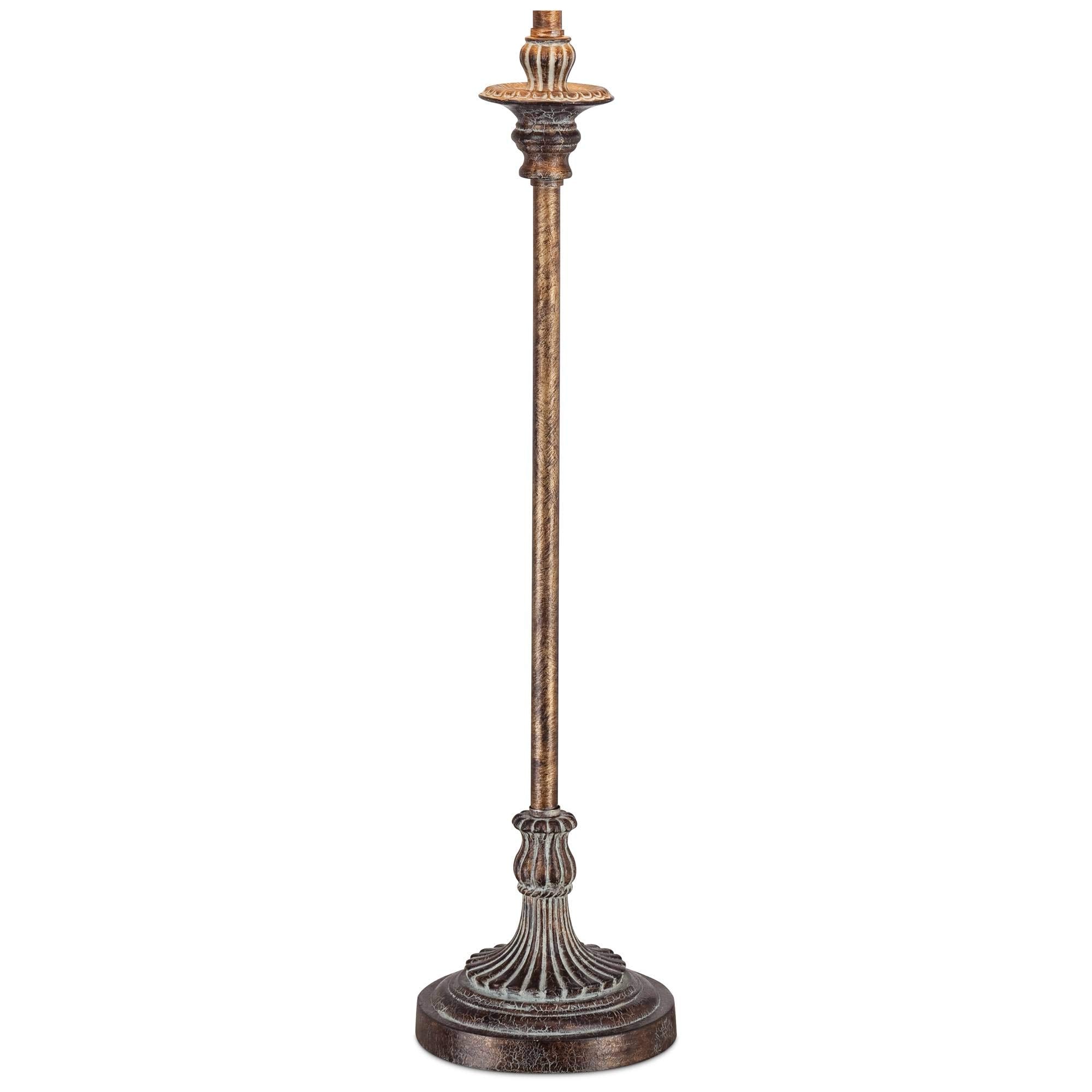 Regency Hill Bentley Traditional French Country Buffet Table Lamp 31.5" Tall Skinny Rustic Weathered Distressed Brown Linen Fabric Tapered Drum Shade Decor For Living Room House Entryway