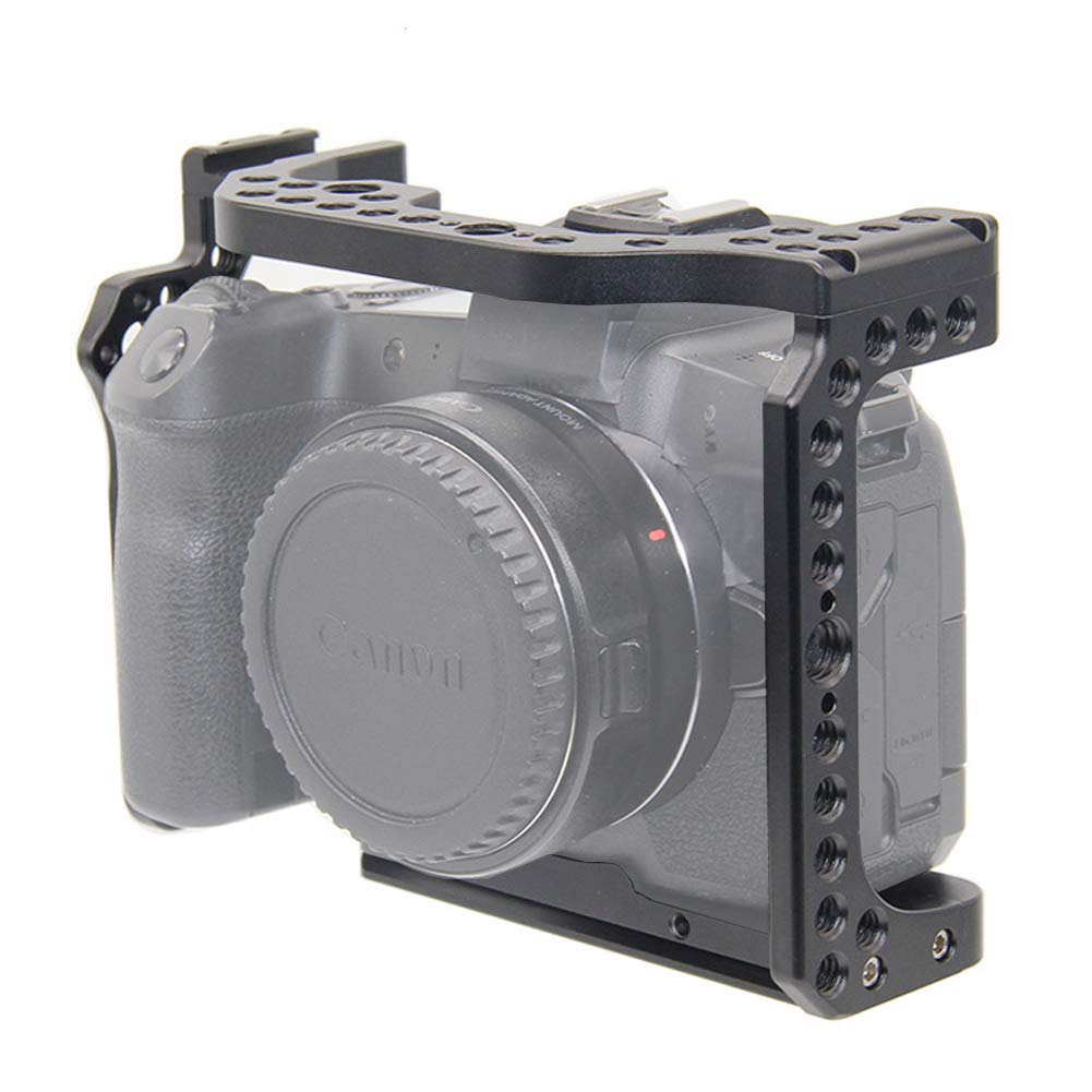 Easy Hood Camera Cage For Canon Eos R, Camera Video Film Movie Making Rig Stabilizer With Cold Shoe Mount And 3/8 1/4 Inch Thread Hole For Magic Arm Microphone Video Light Monitor