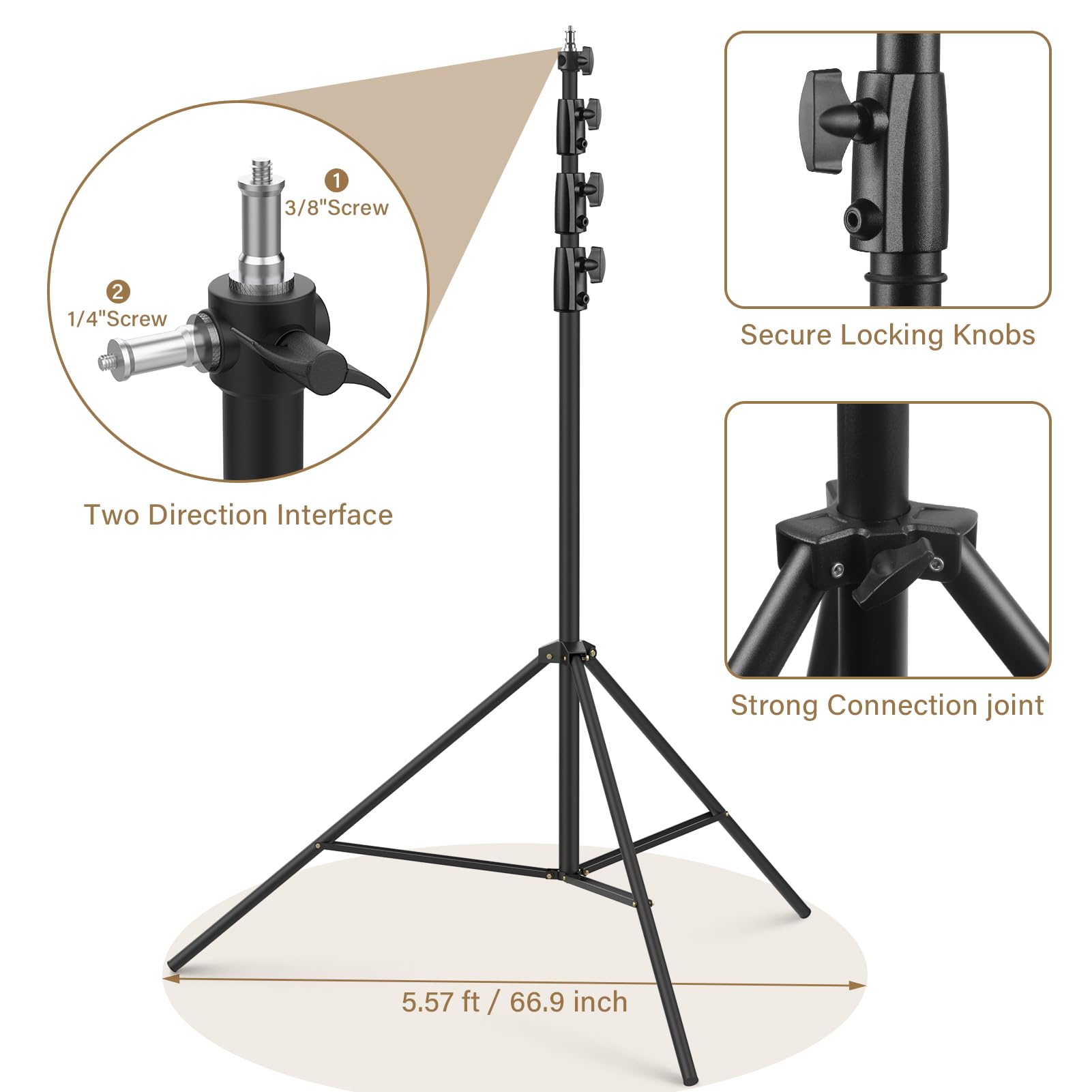 Sdfghj 16.4' Heavy Duty Extreme Tall Video Camera Sports Tripod Stand, 16.4Ft/500Cm Sky High Tripod Light Stand With 1/4"& 3/8" Screw Adapter, Non-Slip Feet Wind Resistant, For Soccer/Basketball Games