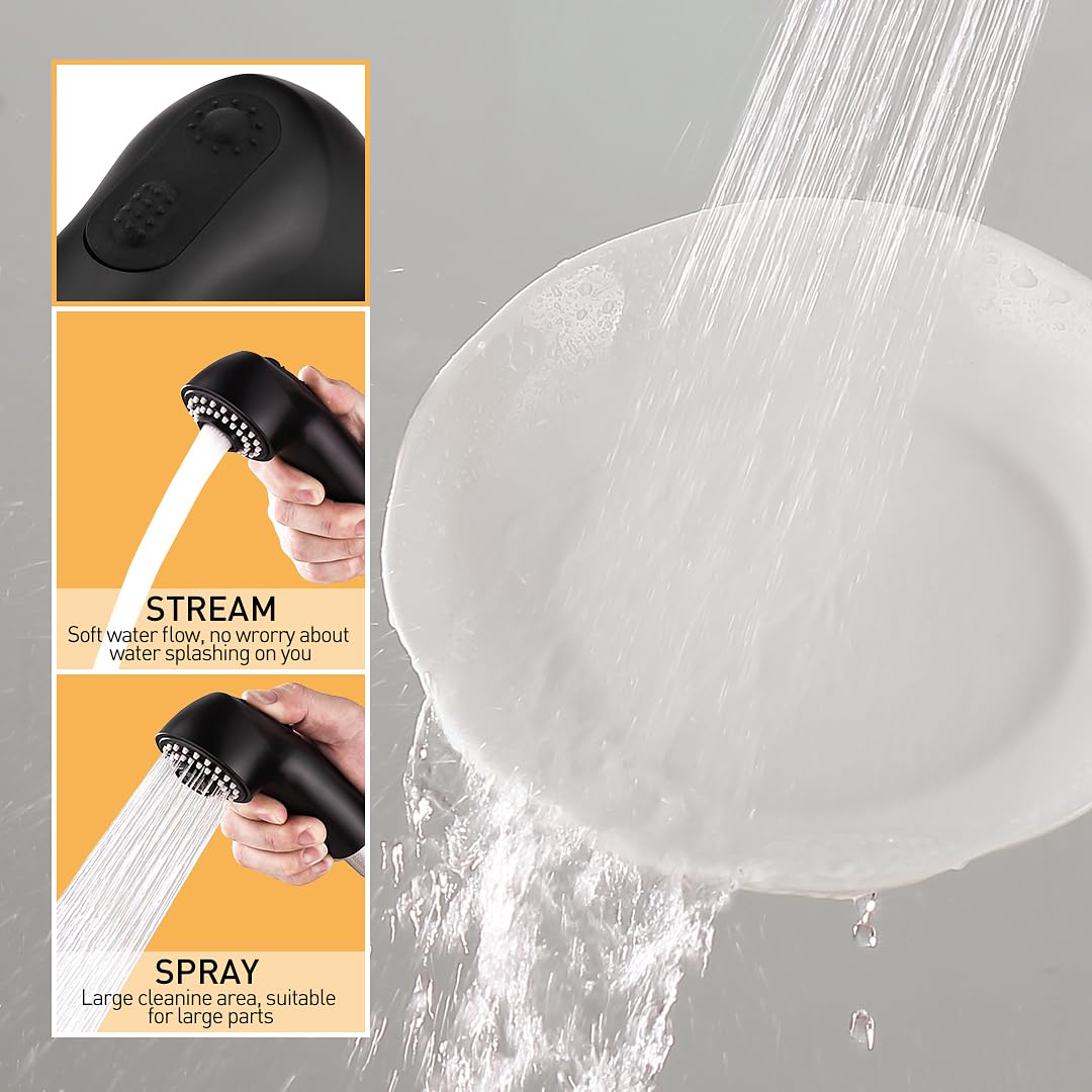Hansengroe Pull Out Spray Head For Grohe 6298K00/46312Kh0, Kitchen Sink Faucet Spray Head Replacement Part For Bathroom Tub, Pull Out Spray Wand (Matte Black)