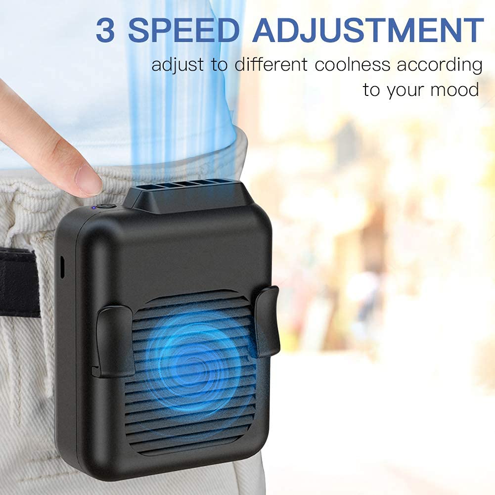 Koonie Portable Waist Fan Rechargeable, Strong Airflow 23H Working Time Hands-free Personal Necklace Fan, USB Belt Fan for Shirt - Koospark