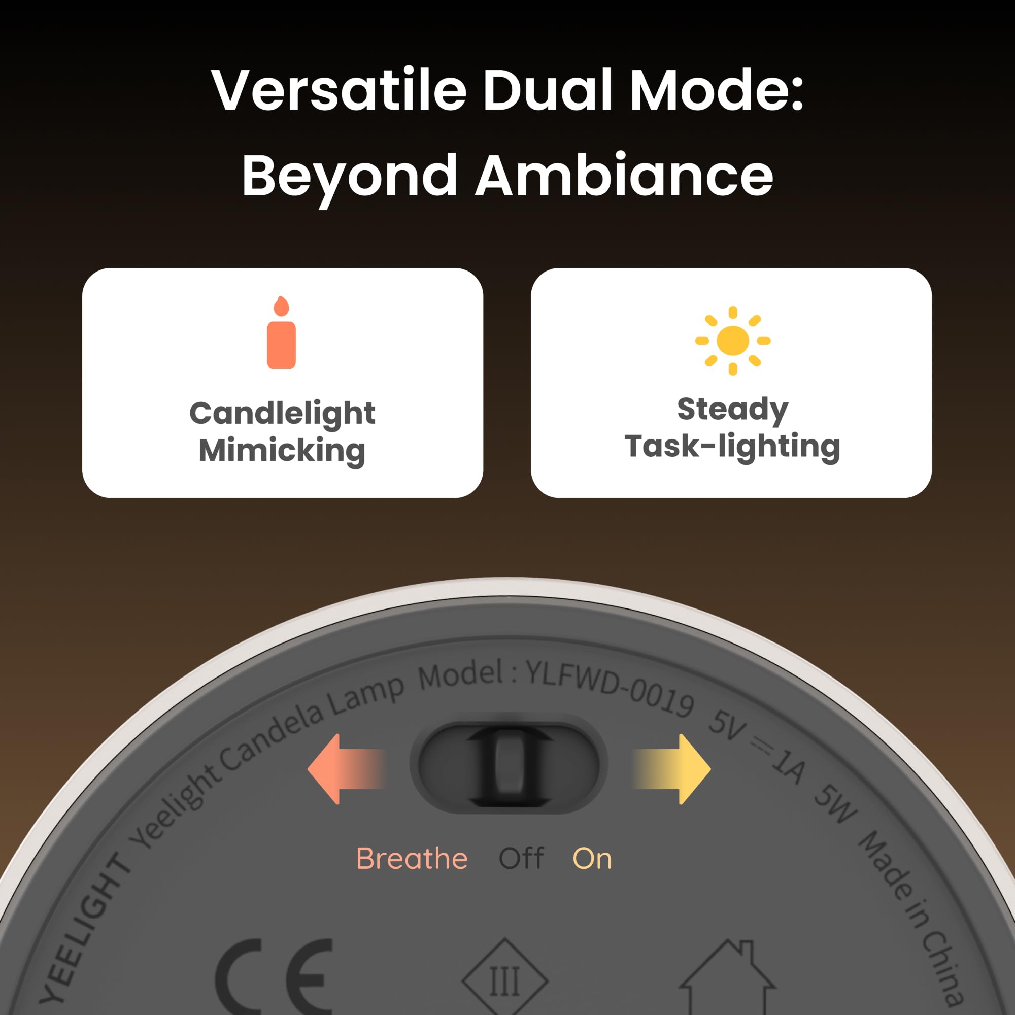 Yeelight Small Cordless Table Lamp, Rechargeable Led Night Light, Dimmable Battery Operated Bedside Lamp For Bedroom, Living Room, Portable Modern Design With Candlelight For Nightstand, Restaurant, Home Decor