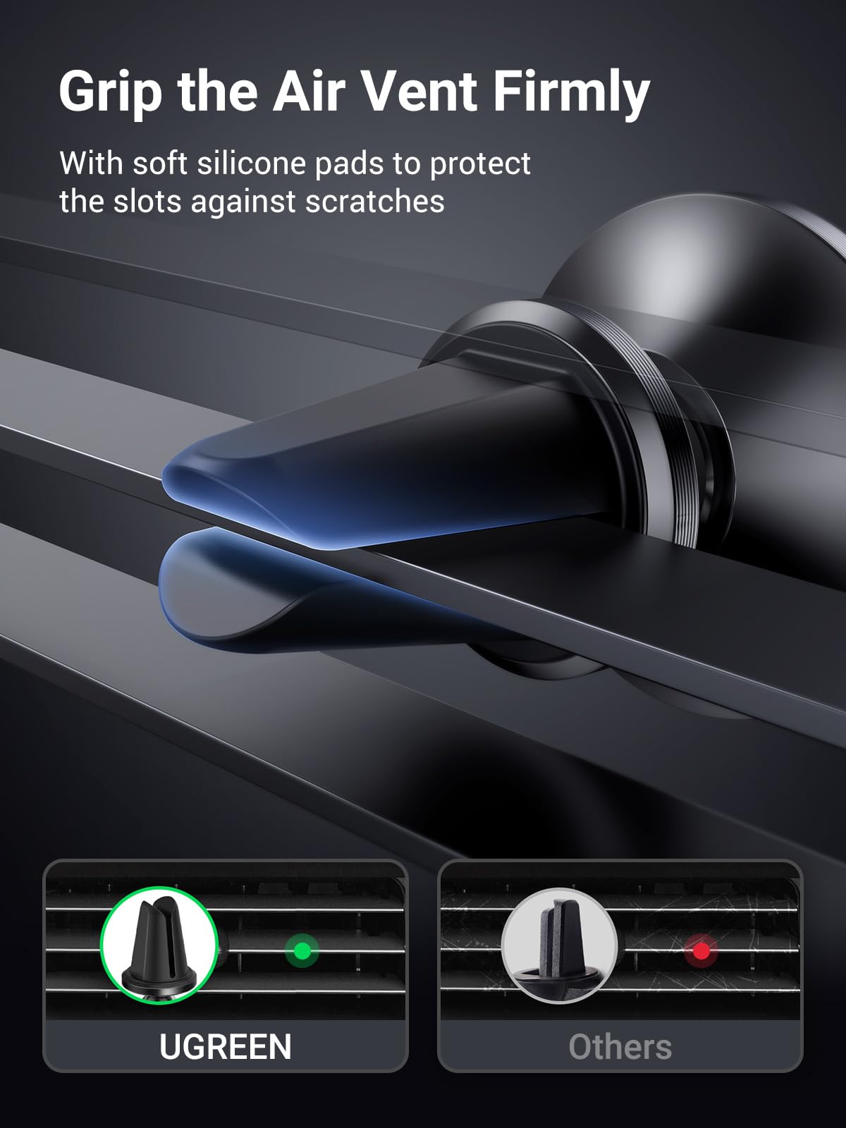 Ugreen Magnetic Phone Holder For Car Strong Magnet Cell Phone Mount Air Vent Compatible With Iphone 16 15 14 13 Pro Max Mini, Iphone 12 11 Plus Se Xs Xr 8 7 Smartphone, Black