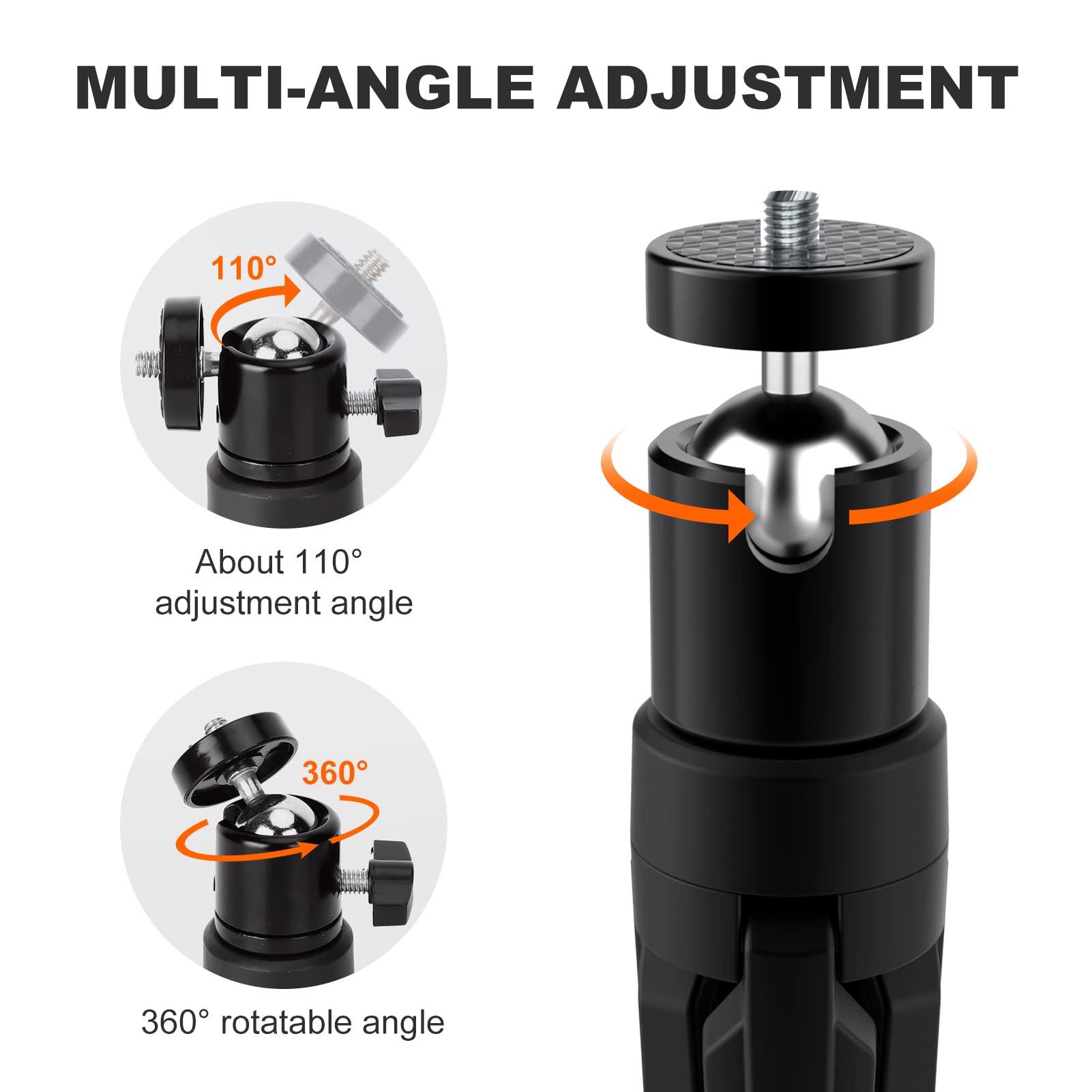 Didbynm Mini Projector Tripod, 6.3 Inch Compact Desktop Tripod Stand [Universal 1/4 Screw] [Ballhead] Pocket Tripods Stand For Mini Projector/Cameras Smooth 4, Osmo Mobile, Vimble 2