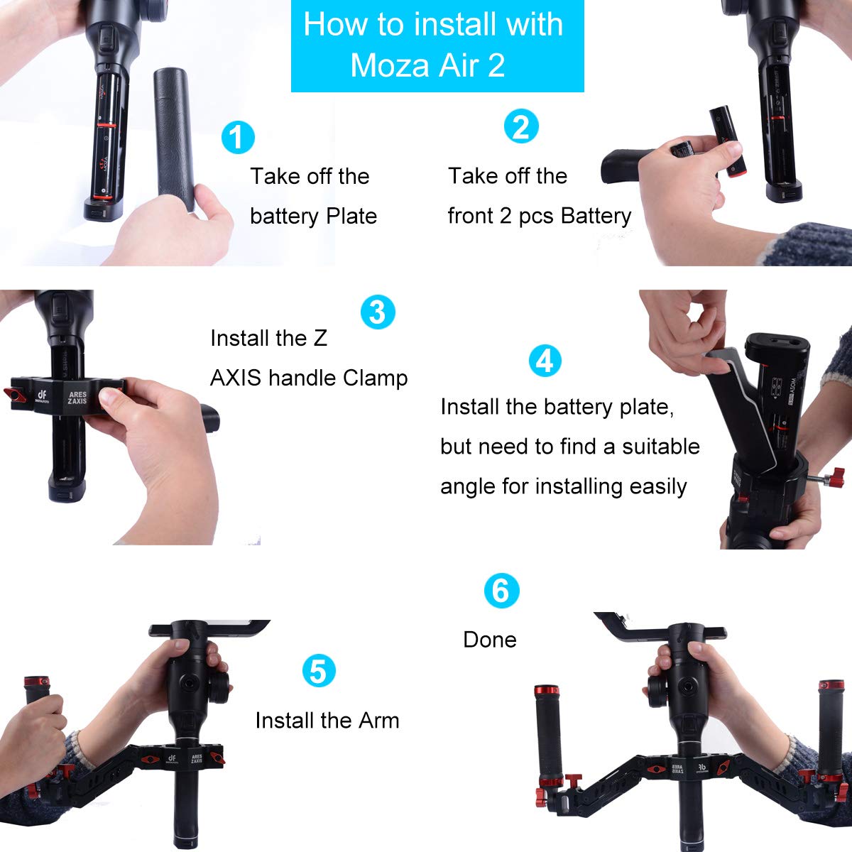 Df Digitalfoto Digitalfoto Ares Z Axis Spring Gimbal Dual Handle,Damping Detachable Dual Grip Compatible With Crane 2, Dji Rs2/Rs3 Pro/Rs4/Rs 4 Pro/Mini/Ronin S/Sc, Feiyu Ak2000/4000, Moza Air 2 Axis Gimbal