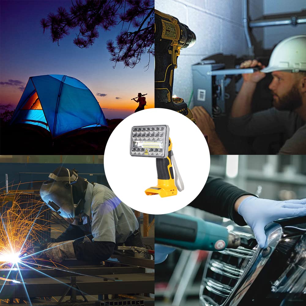Hipoke 18W Light For Dewalt 20V Max Lithium-Ion Batteries, 2000Lm Flashlight Spotlight With Usb Port, Led Work Light 110 Degree Pivoting Head Zinc Alloy…