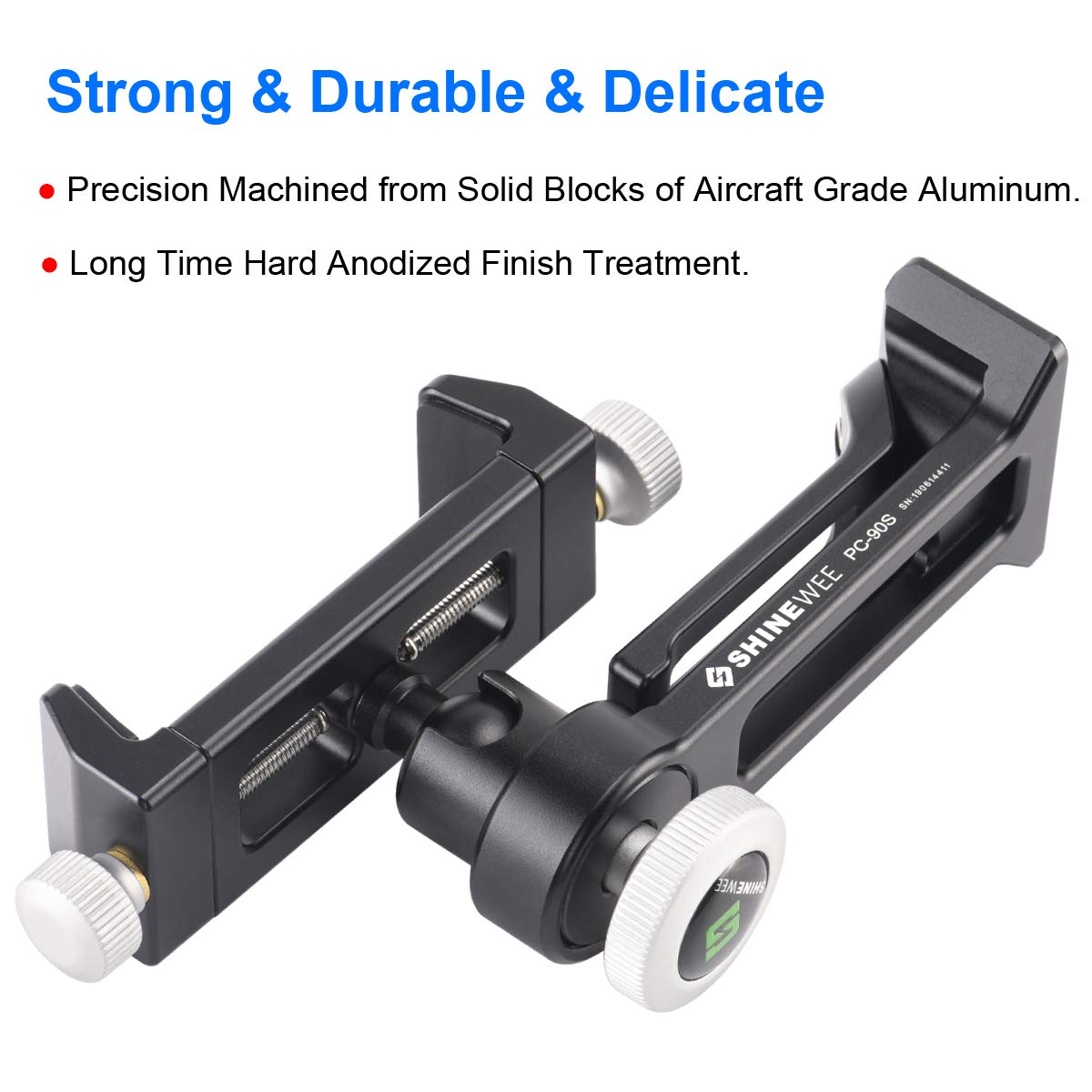 Shiee Metal Phone Tripod Mount Adapter, Arca Dovetail And 1/4" Screw Mount,Adjustable Vertical And Horizontal Dock For Samsung Galaxy, Iphone, And Other Smartphones Holder