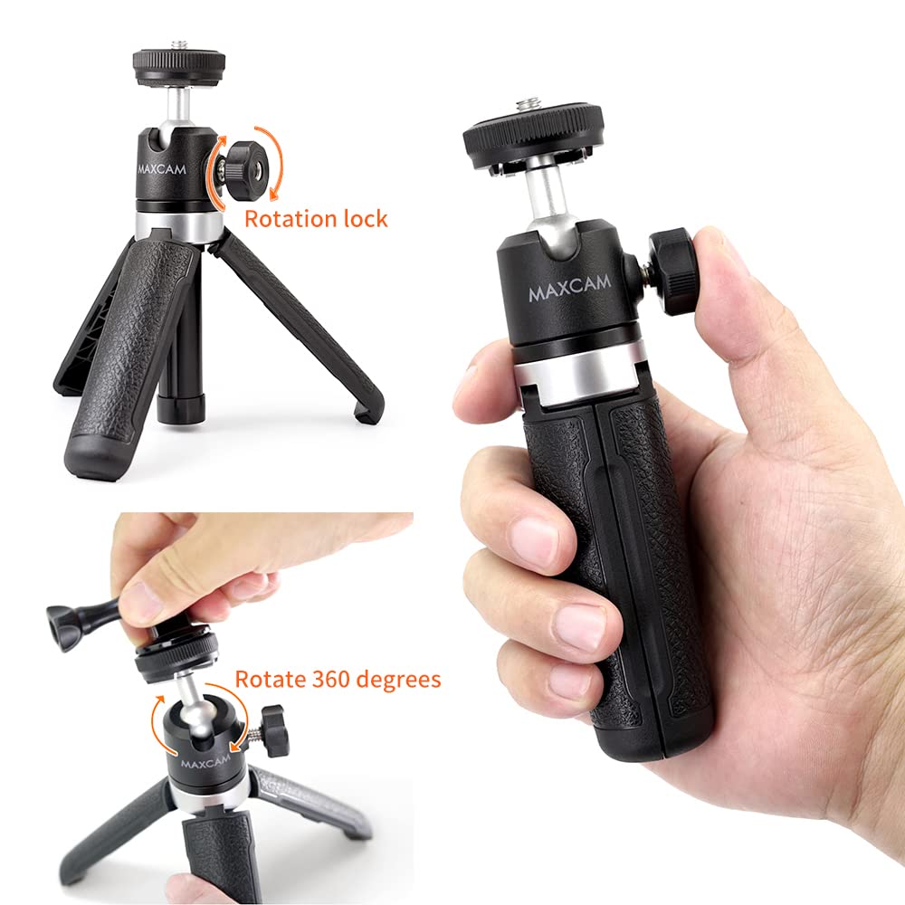 Maxcam Extension Pole Tripod, Mini Selfie Stick Tripod Stand Handle Grip For Webcam Iphone Samsung Smartphone Gopro Dji Pocket Canon Sony Cameras Vlogging