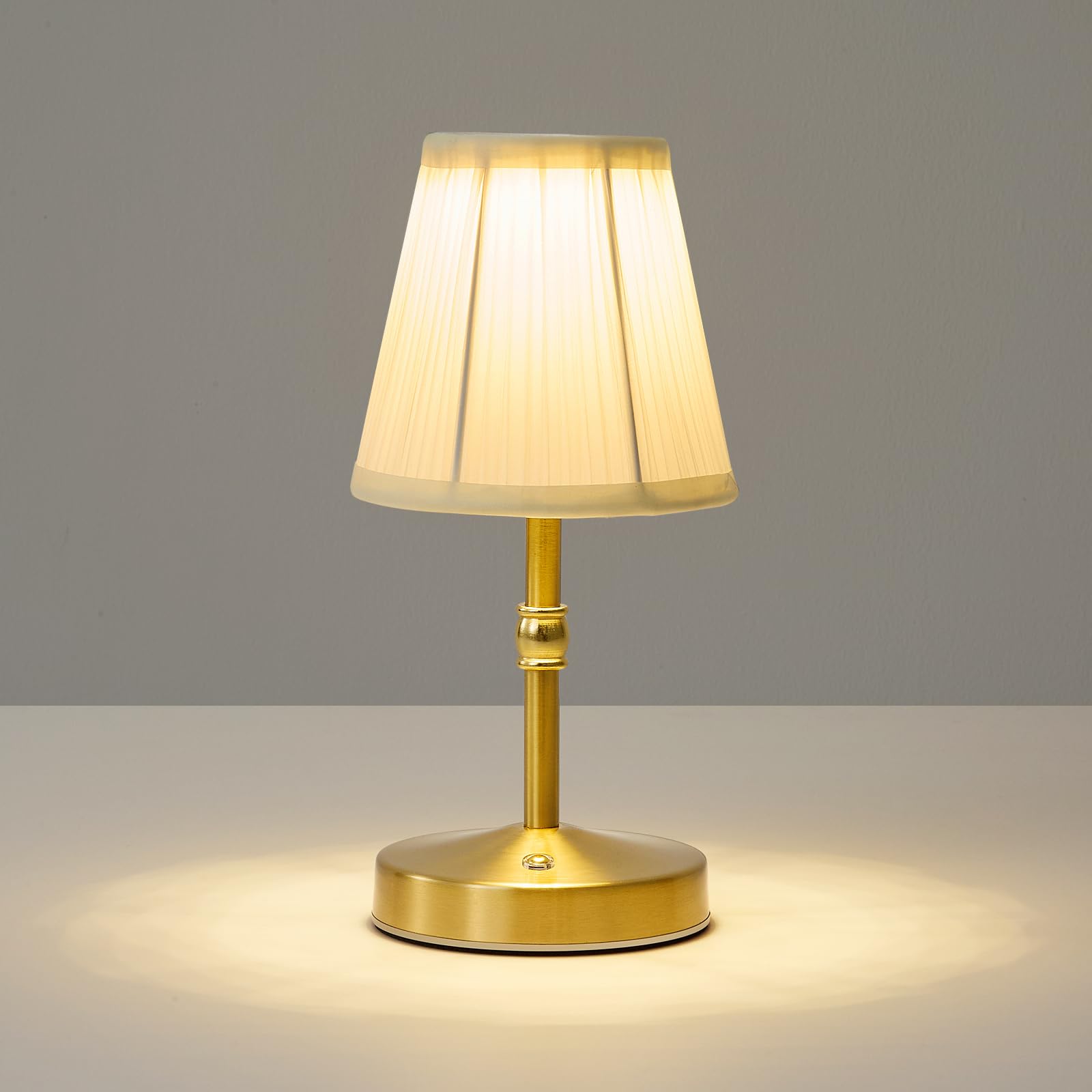 Kpshine 5W Mini Cordless Lamp Gold,3000 Mah Small Battery Operated Lamp,Vintage Small Table Lamps,3 Level Dimmable Rechargeable Lamps,Decorative Dining Table Light,Mini Lamps For Kitchen,Nightstand,Bedroom