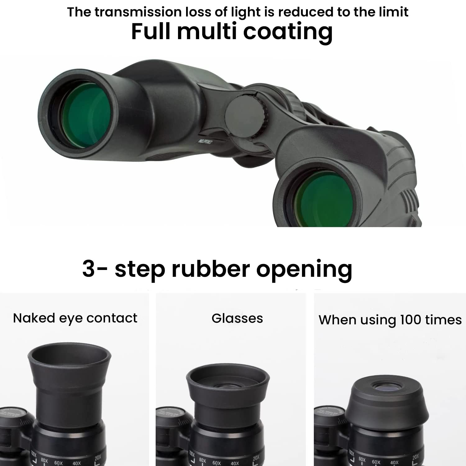 Kenko High Power Zoom Binocular, Sg-Z 20-100X30 N Fmc Smart Phone Holder Set, Magnificant 20X To 100X, Full Multi-Coating For Sports, Concerts, Hunting, Outdoor & Observation Of The Moon 239906, Black
