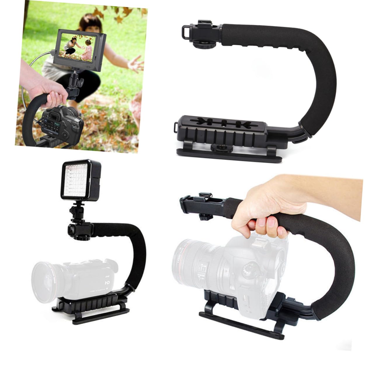 Caxusd Flash Stabilizer Handle Grip For Handheld Stabilizer Foam Handle Bracket For Dslr Camera Camcorder