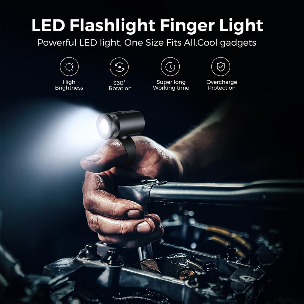 Eagous Sports Adjustable Finger Glove Flashlight Rechargeable Light Led Lamp Gadget Tool Camping Equipment For Night Run Fishing Cycling