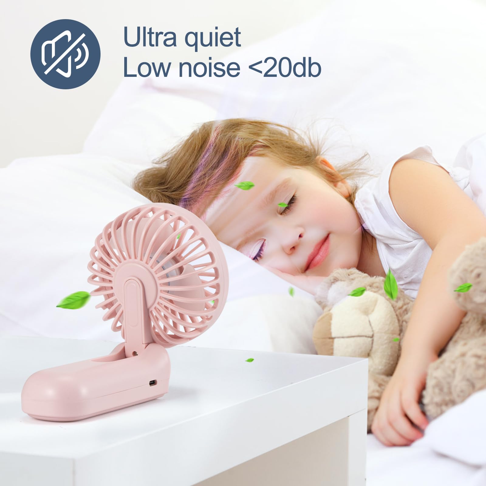 Mini Fan Handheld, Handheld/Neck/Desk 3 In 1 Rechargeable Small Portable For Travel, 2400Mah Battery