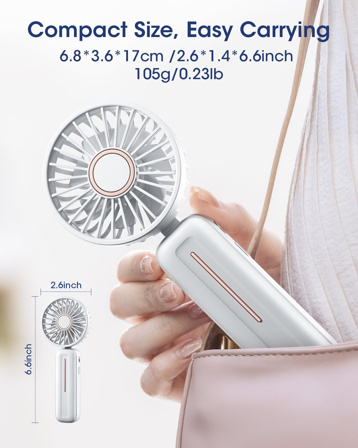 Portable Handheld Fan,Small Usb Fans 3-In-1 Hand/Desk/Neck, Foldable Hand Fan For Personal Cooling