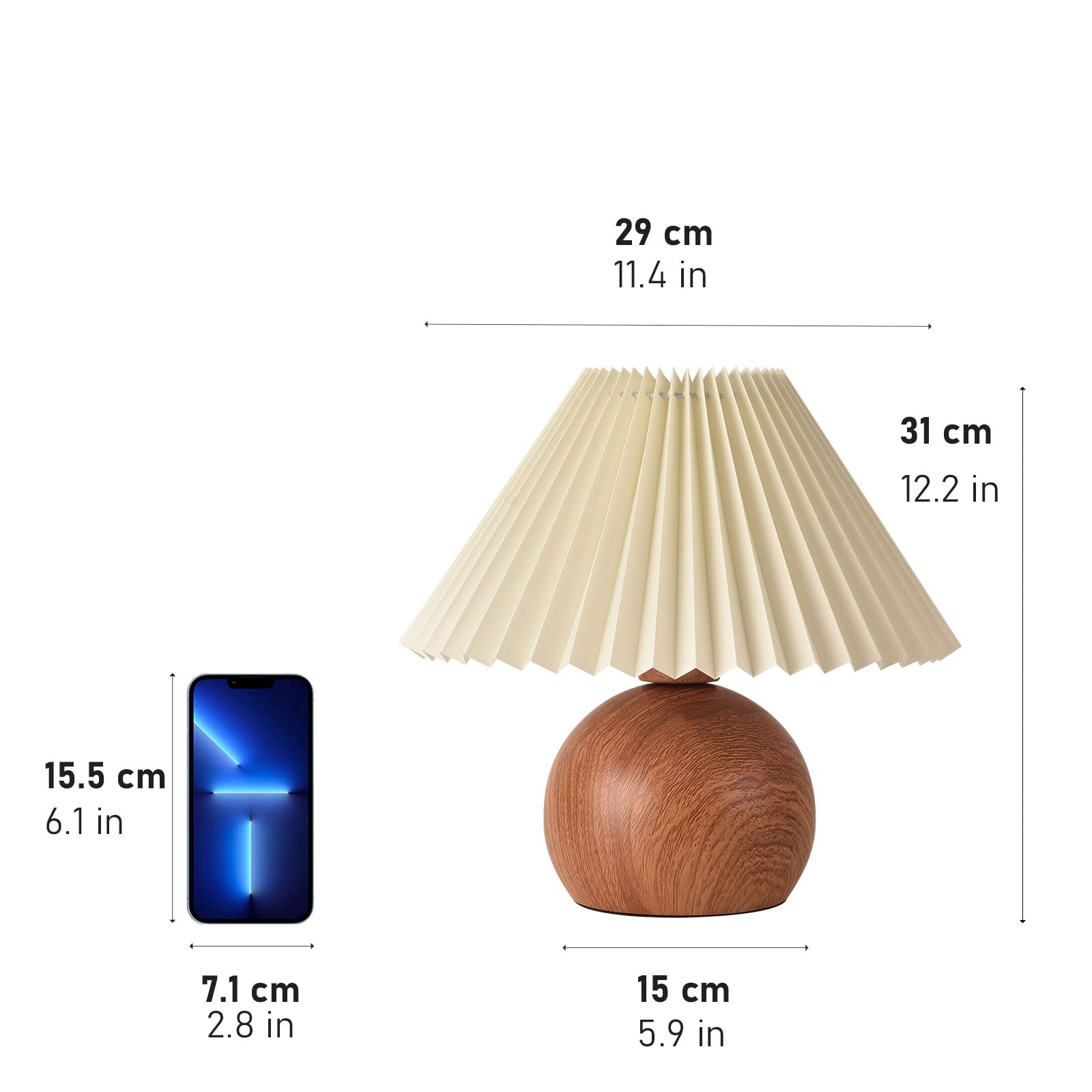 Kunjoulam Retro Pleated Table Lamp, Modern Bedside Nightstand Lamp With Beige Lampshade, Metal Base For Bedroom, Home Office, Living Room, Kids Dorm Without Bulb