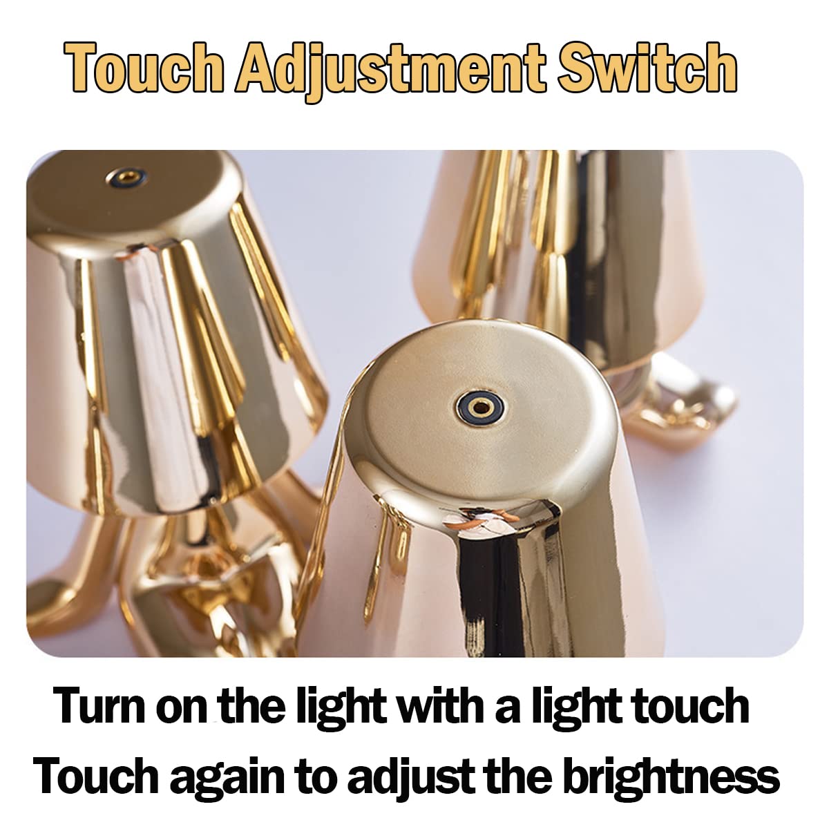 Ledholyt Bedside Touch Control Table Lamp, Thinker Man Statue Led Usb Rechargeable, 3-Speed Dimmer, Home Living Room Office Decorative Lamp. Gold 4 (Dcrm-4)