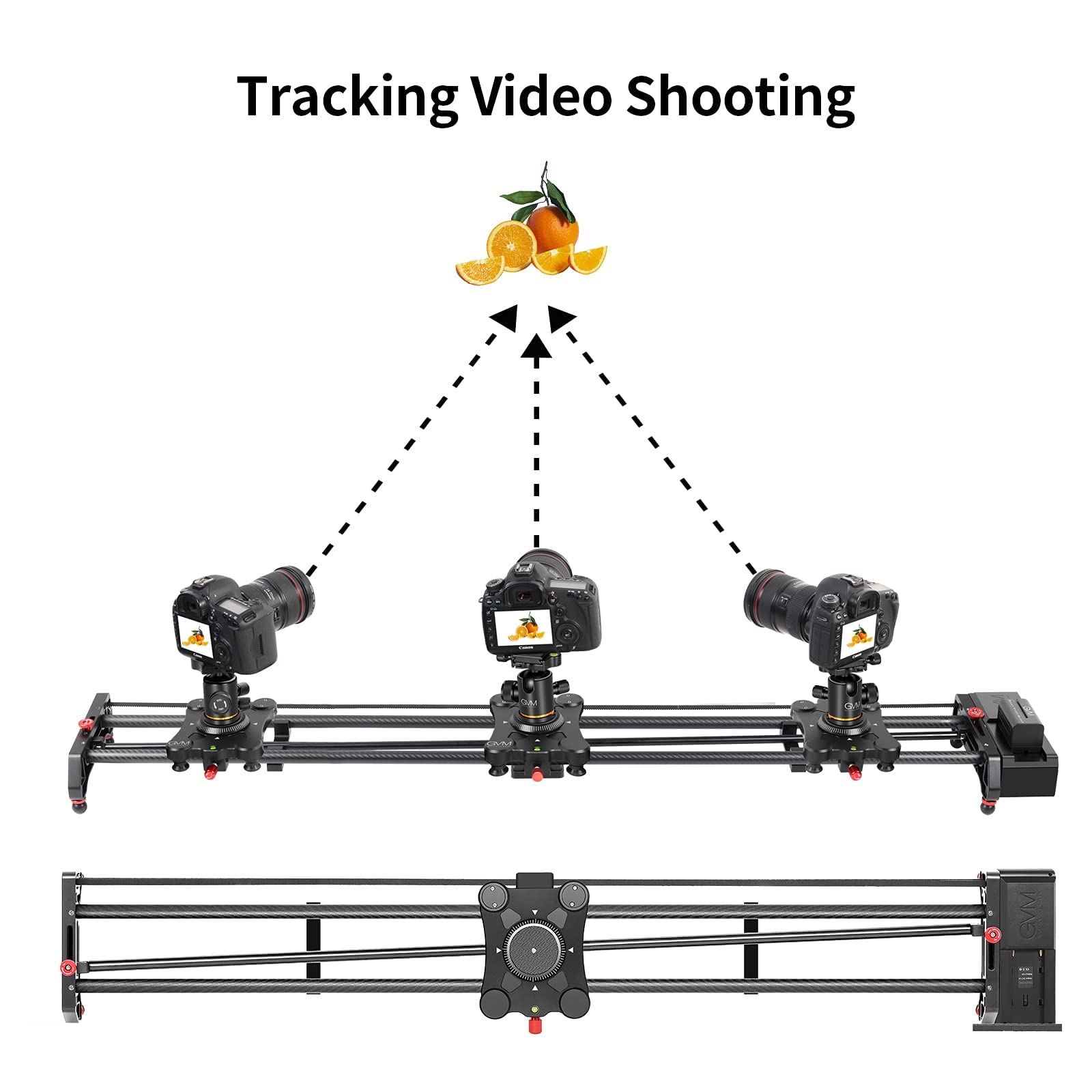 Gvm 48"/120Cm Motorized Camera Slider, App Professional Carbon Fiber Dolly Rail Camera Slider, Motorized Time Lapse And Video Shot Follow Focus Shot And 120 Degree Panoramic Shooting