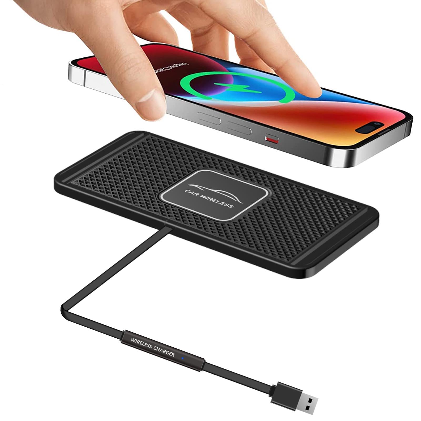 Tasumato Wireless Car Charger Qi Charging Pad Fast 15W 10W 7.5W Quick Charge Adapter For Iphone 14 13 12 Mini 11 Pro Max 8 Plus X Xr Xs Airpods Lg Samsung Note Galaxy Buds S9 S10 S20 S21 S22 S23 Android Phones