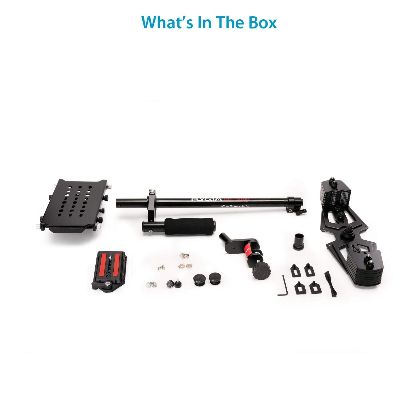 Flycam Hd-5000 Telescopic Handheld Stabilizer For Video Cameras. Micro Balancing, Smooth Operations W 3-Axis Gimbal Handle, Expendable Base.  Quick Release Plate & Table Clamp + Bag (Flcm-Hd5-Qt)