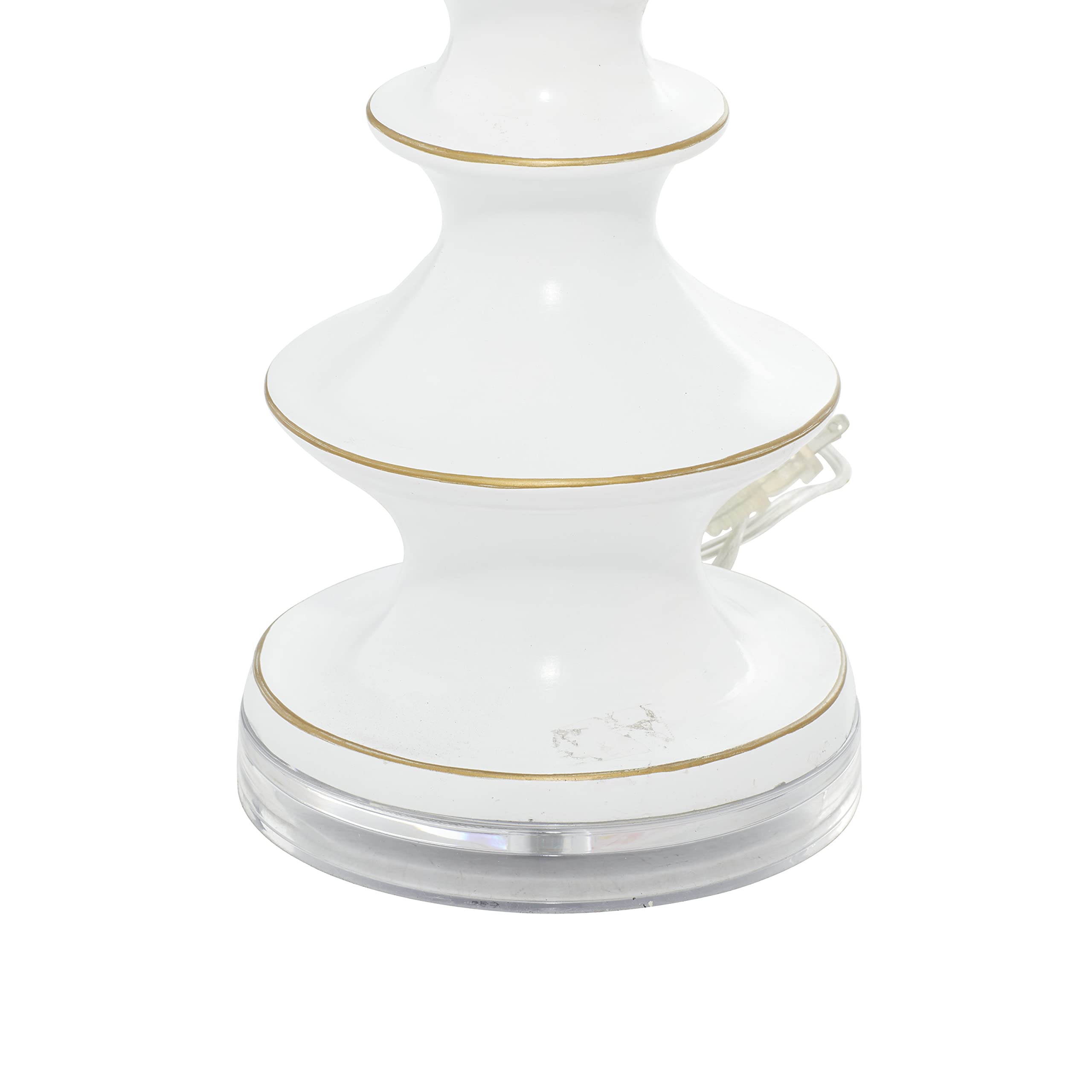 Deco 79 Polystone Room Table Lamp Accent Lamp With Gold Accents, Lamp 16" X 16" X 30", White