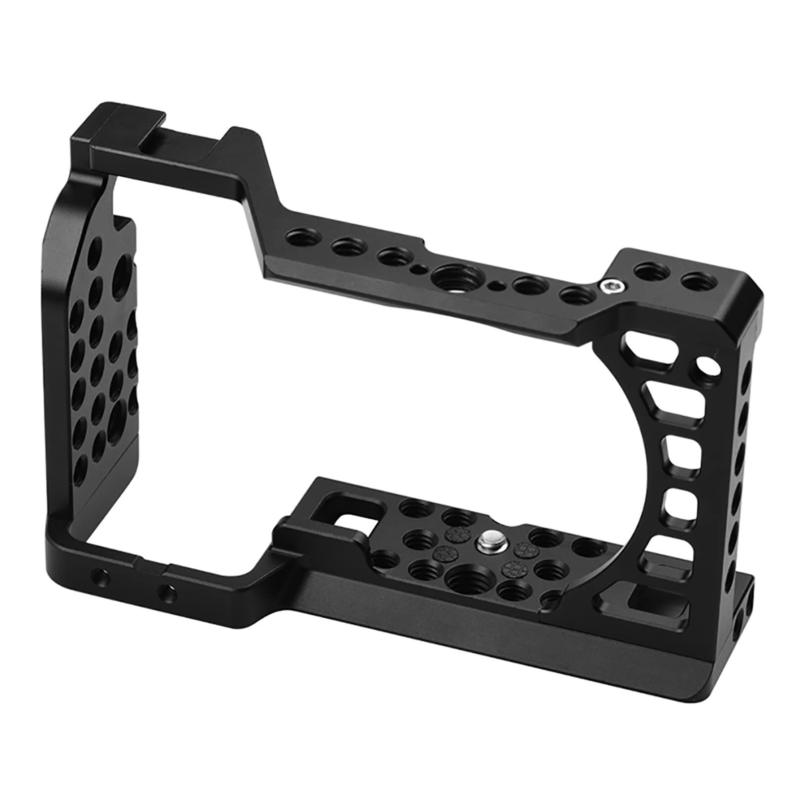 Easy Hood Camera Cage For Sony Alpha A6100 A6400 A6300 A6500 A6000, Aluminum Vlogging Video Shooting Rig Stabilizer With 1/4" 3/8" Mounting Points And Cold Shoe For Mic Monitor Fill Light