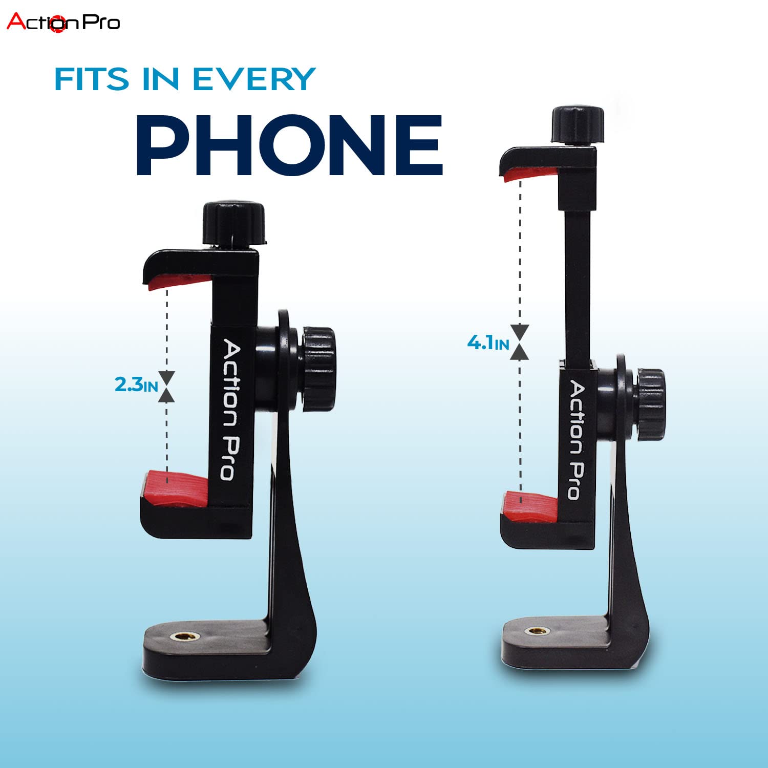 Action Pro 360 Phone Holder/Vertical And Horizontal Tripod Mount Adapter Rotatable Bracket With 1/4 Inch Screw, Adjustable Clip For Iphone, Android Cell Phone, Selfie Stick, Camera Stand