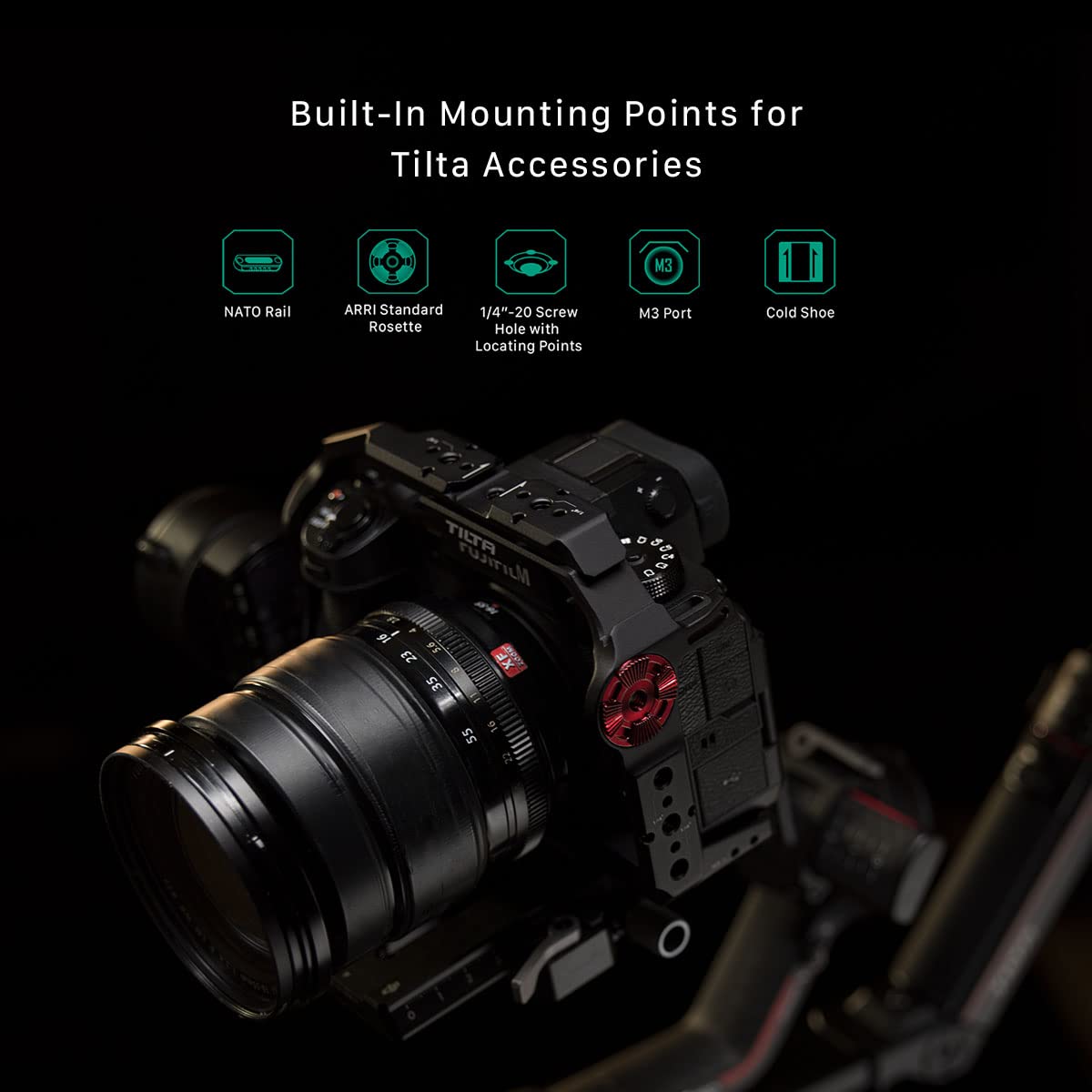 Tilta Full Camera Cage Compatible With Fujifilm X-H2S / X-H2, Custom Designed, Mount Accessories Via Nato Rail, Rosette, Cold Shoe, And 1/4"-20 Threads, Ronin Ready (Full Camera Cage)