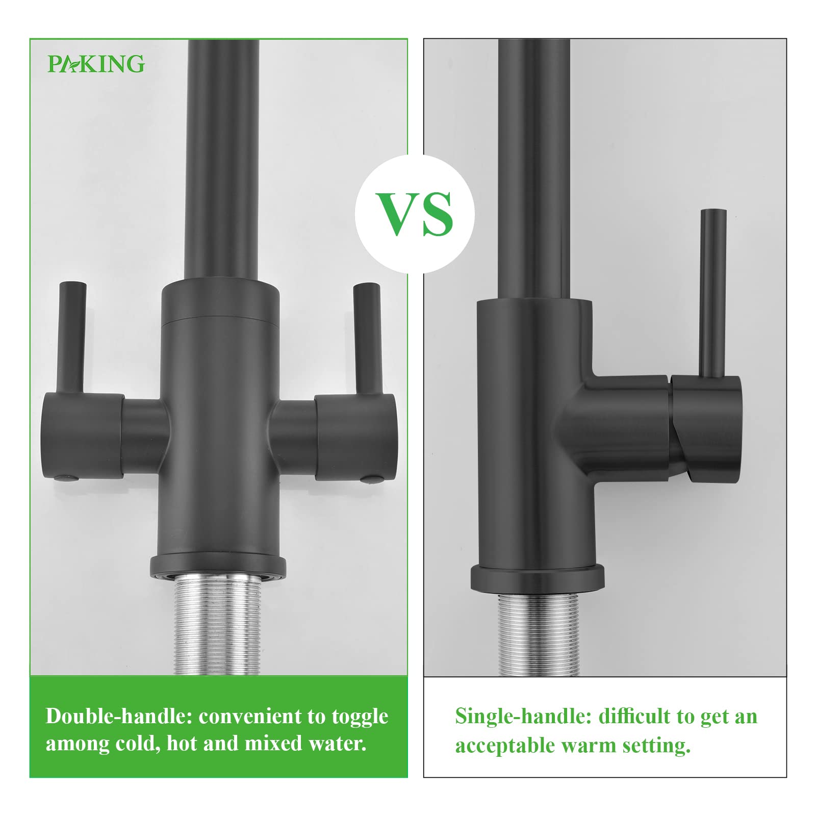 Paking Kitchen Faucet, Kitchen Sink Faucet, 2 Handles Sink Faucet, Faucet, Kitchen Faucet Pull Down, Faucet With Sprayer, Bar Faucet, Stainless Steel, Matte Black, Pb1047