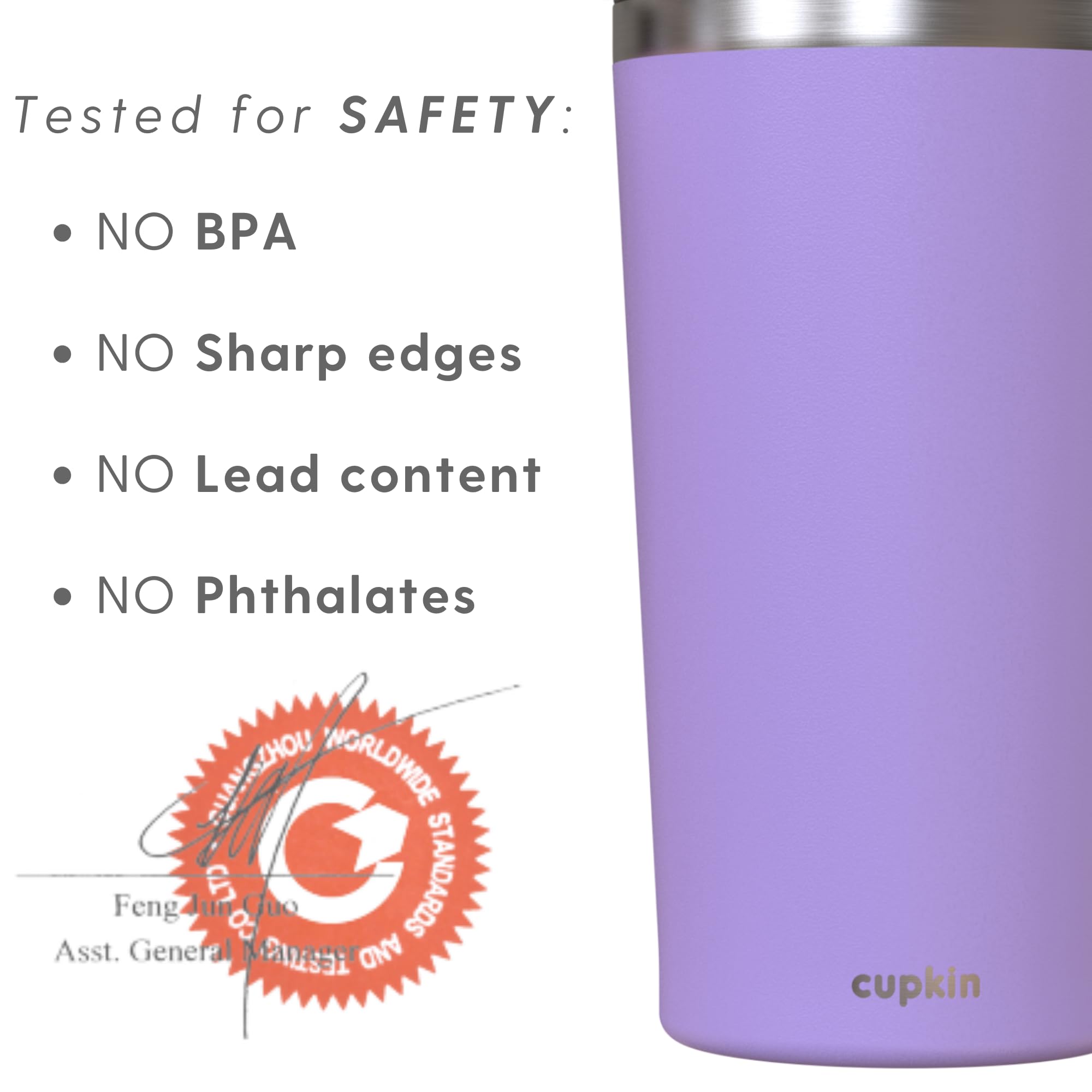 Cupkin Stainless Steel Insulated Tumbler With Lid And Straw, 20 Oz Water Bottle & Straw, Stainless