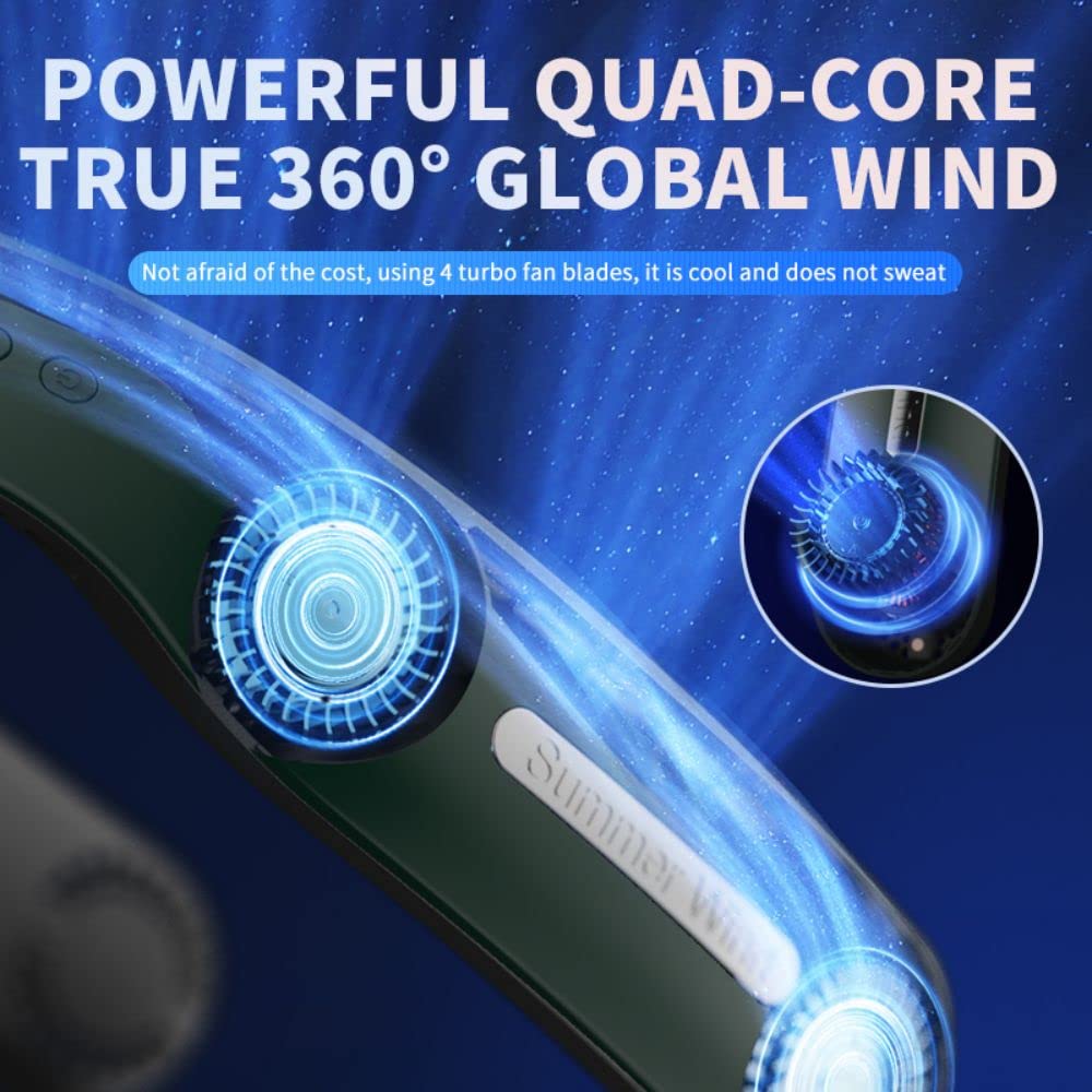 Portable Neck Fan Bladeless 4 Turbo Fan The Back Of The Neck Is Cool And Does Not Sweat 4000Mah