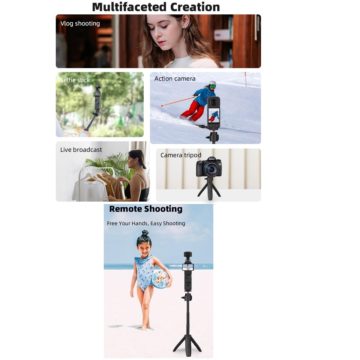 Btg Desktop Tabletop Tripod Compatible With Dji Pocket 3 2/ Insta360 Go 3S X4 X5/Action 5 Pro 4 2 Tripod Accessories
