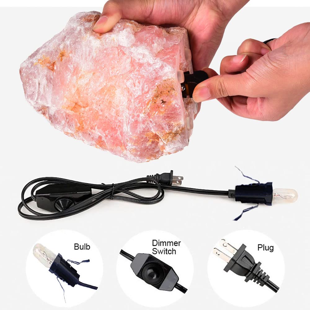 Jic Gem 4-5.5 Lbs Rose Quartz Crystals Lamp, Natural Crystal Night Light Lamp Hand Carved Pink Table Lamp Home Decoration 5-7"