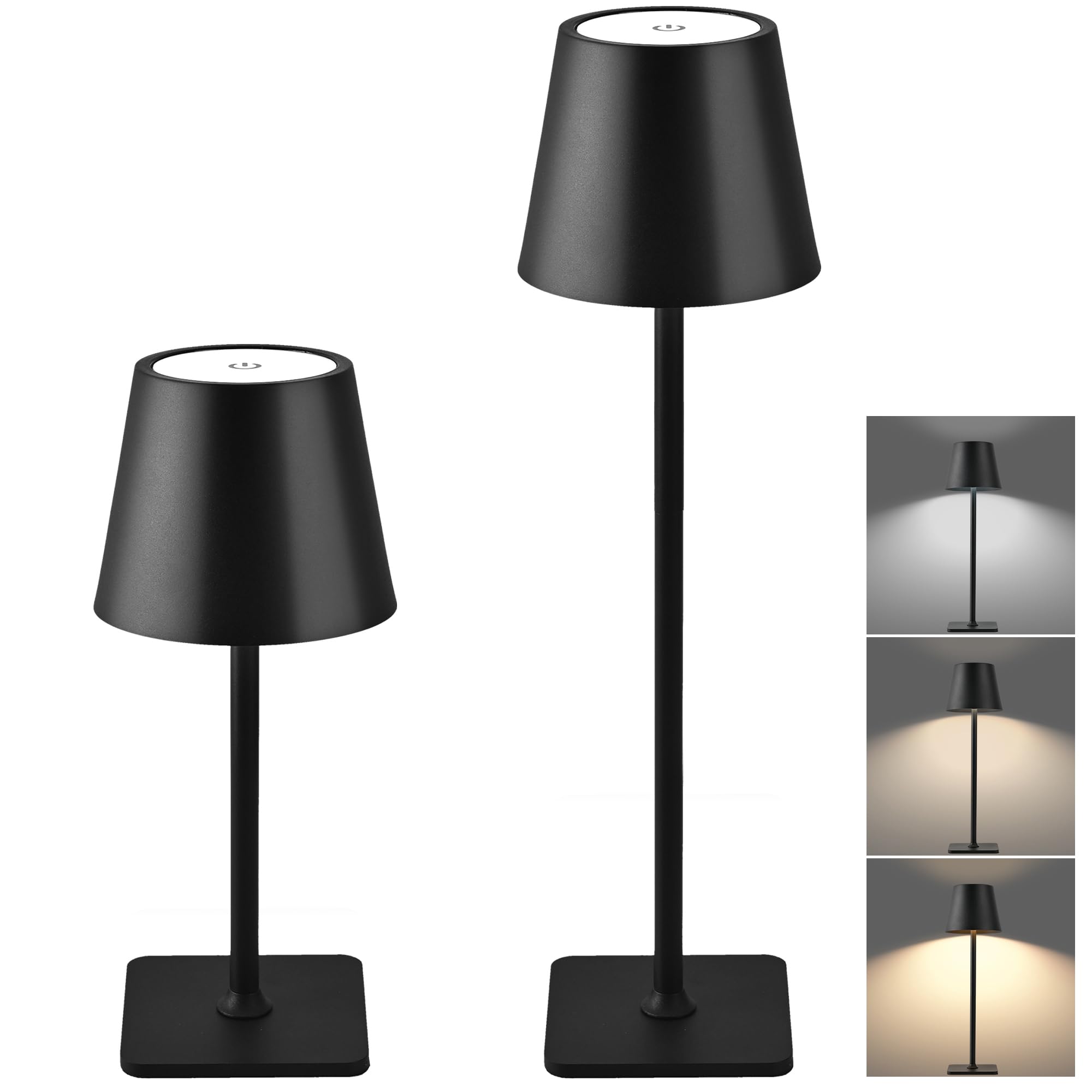 Hiseego Cordless Table Lamps Rechargeable, Adjustable Height, 5200Mah Battery Operated Lamp, 3 Color Stepless Dimming Up, Outdoor Table Lamps For Dining, Bedroom, Outdoor (2 Pack)