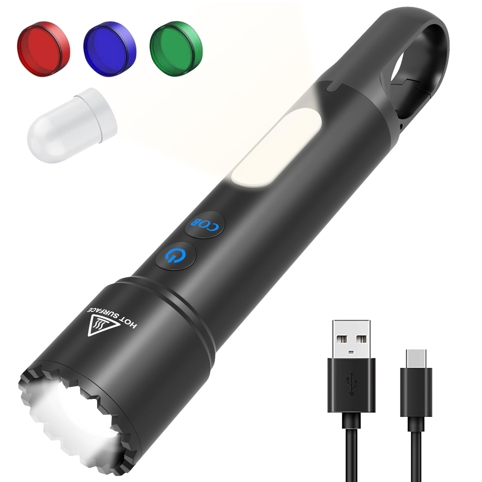 Wansmc Led Flashlight Rechargeable, Super Bright Flashlights With 10 Modes, Zoomable Utility Flash Lights, Powerful Flashlight For Camping Travel Emergency, Hiking, 