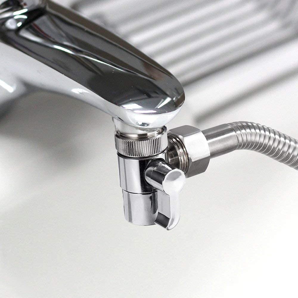 Spyshop Polished Chrome Brass Sink Valve Diverter Faucet Splitter For Kitchen,Handheld Showerhead Or Bathroom Sink Faucet Replacement Part Faucet To Hose Adapter Splitter Part M22 X M24
