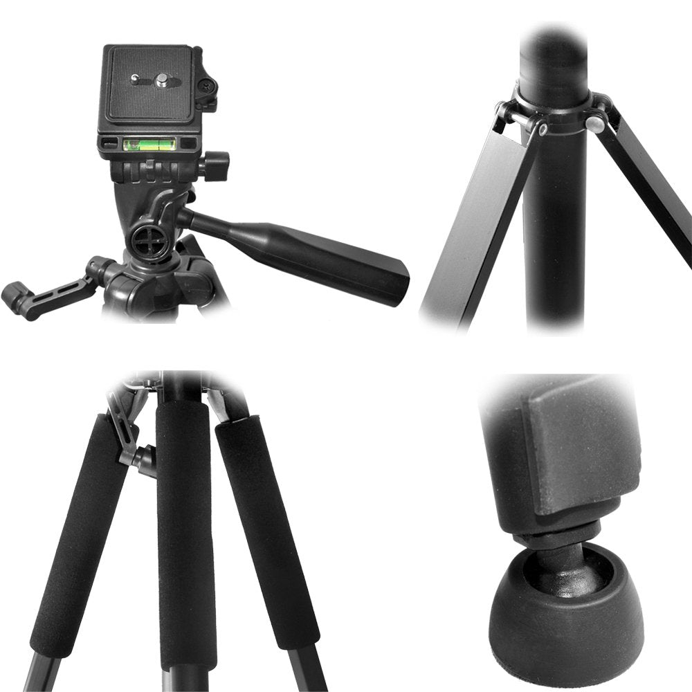 Ecostconnection 60" Inch Pro Series Professional Camera Tripod For All Gopro Hero1, Hero2, Hero3/3+, Hero4, Hero4 Session, Hero5, Hero 6, Fusion Cameras & Microfiber Cloth