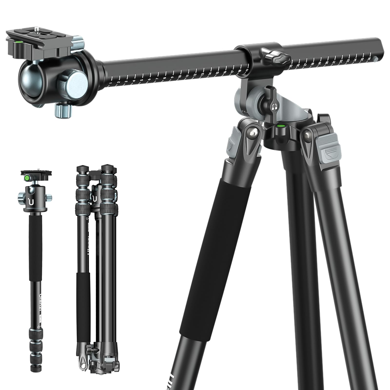 Ulanzi Camera Tripod Monopod 70 Inch, Mt-59 Multifunction Travel Tripods With Metal Ball Head Aluminum, Horizontal Overhead Shooting With Center Column For Dslr Camera Video Camcorder Max Load 33Lb