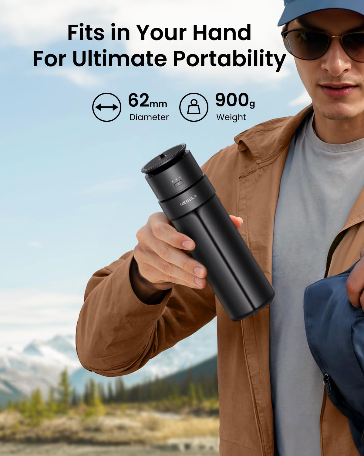 Nebula Capsule Power Bank Tripod, Up To 2H Built-In Battery, Adjustable Height From 215Mm To 840Mm, 0-90 Degree Adjustable Viewing Angle, 3S Easy Setup, For The Capsule Series (Only Tripod)