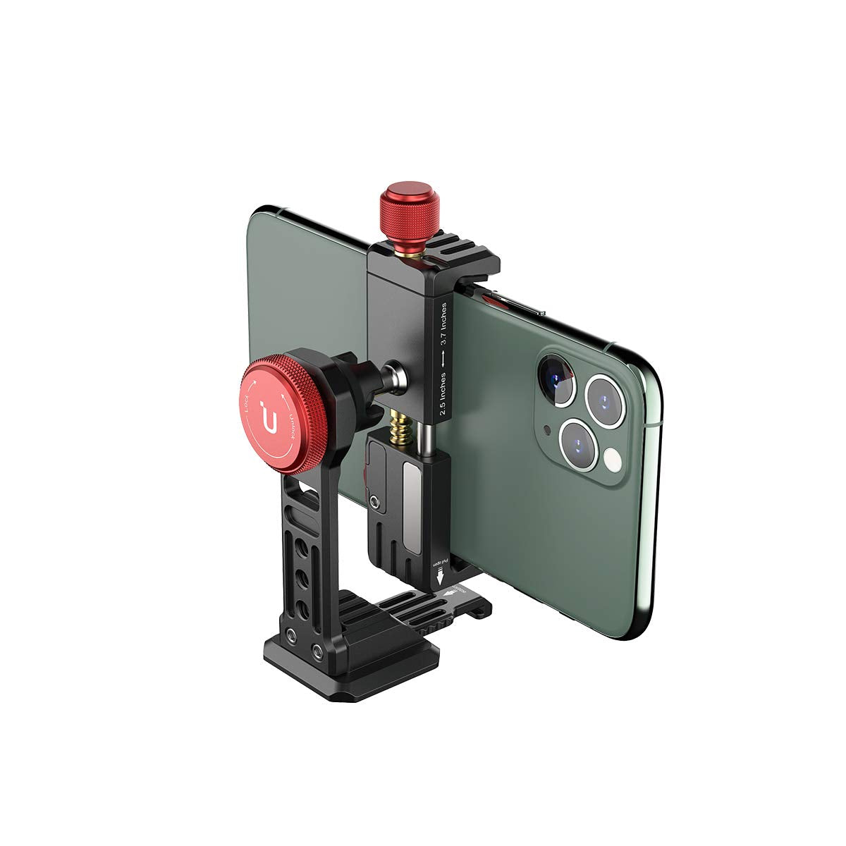 Pictron Cell Phone Tripod Mount, Ulanzi St-14 Smartphone Tripod Mount Adapter Aluminum With Cold Shoe, 360° Cell Phone Stand Holder Clamp For Iphone16 15 14 13 12 11 Max Pro Iphone X Xr Xs 6 7 Plus