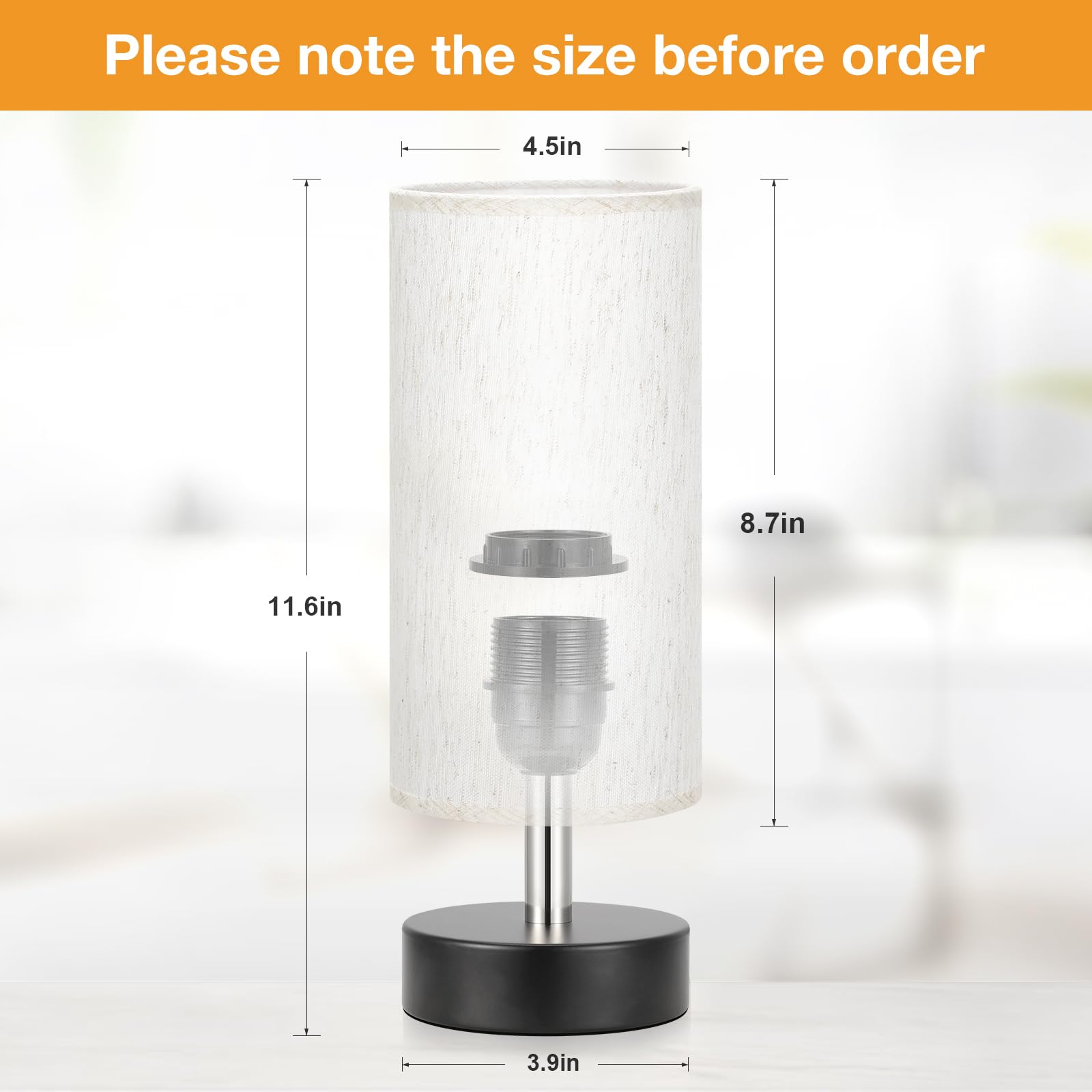 Partageiz Small Table Lamp For Bedroom - Bedside Lamps For Night Stands, Minimalist Nightstand Light Lamp, Desk Lamps For Living Room, Office, Dorm