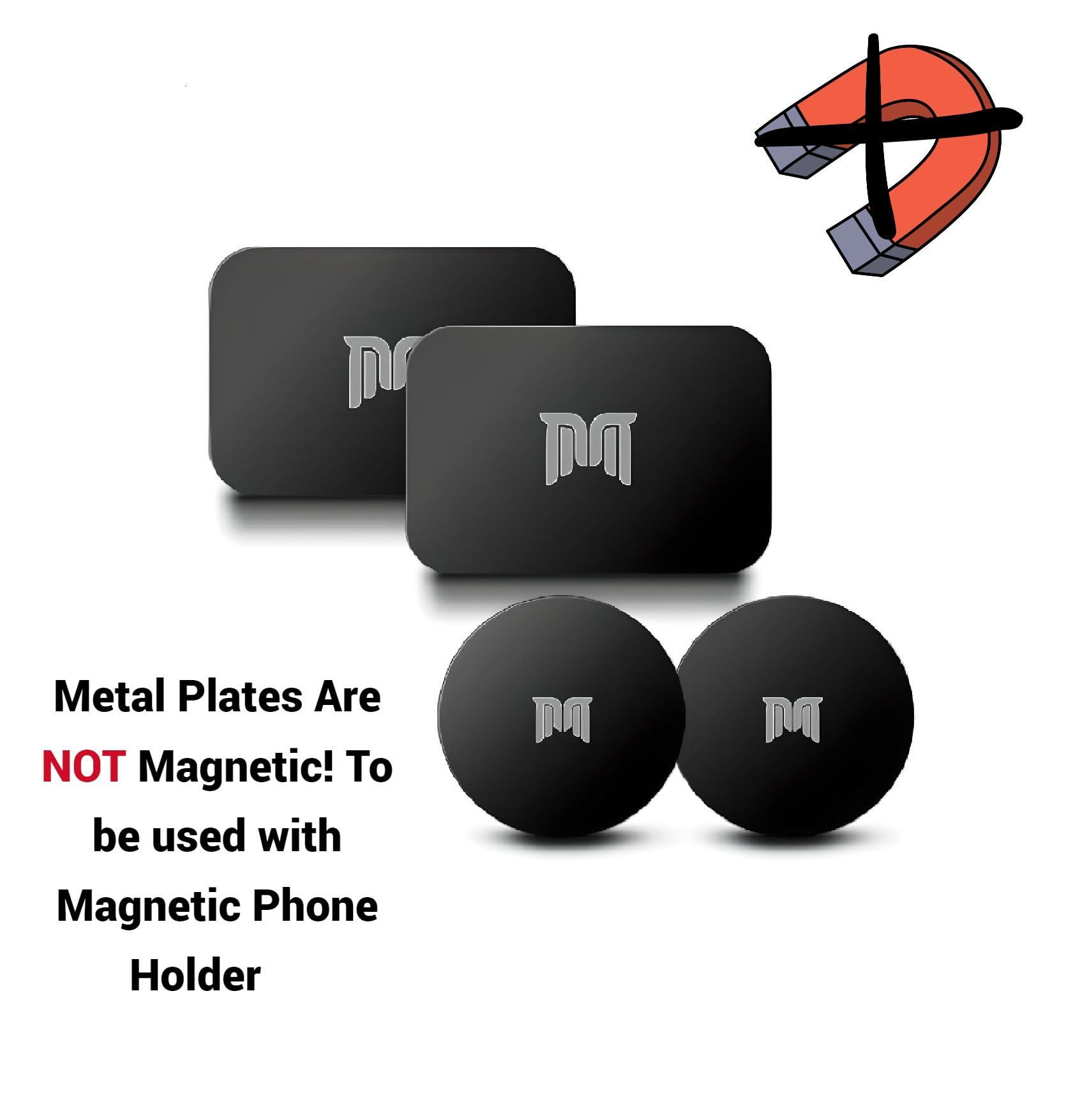 Magder 4 Pack Ultra Slim Metal Plates For Phone Case, Compatible With Any Phone Magnet For Car