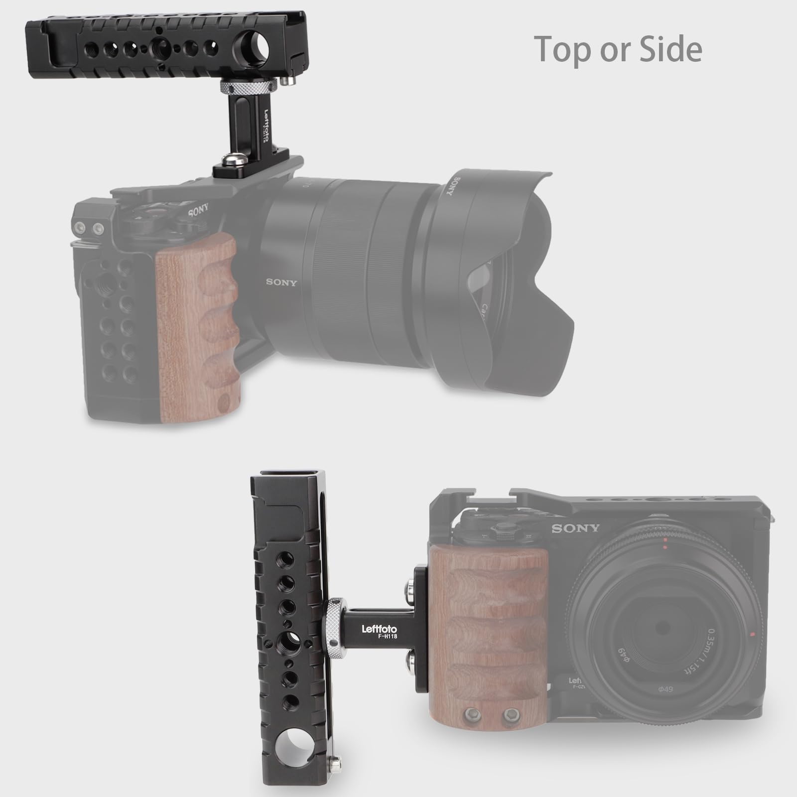 Leftfoto Universal Camera Top Handle Grip/Side Handle, For Dslr Camera Cage Video Camcorder Rig Video Film Movie Making,With Shoe Mount For Led Lights Microphones