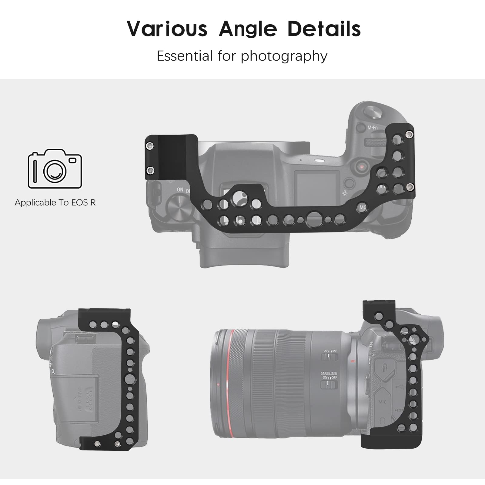 Fugasun Eos R Camera Cage, Eos R Cage For Canon Eos R Camera Case Camera Rig Cold Shoe