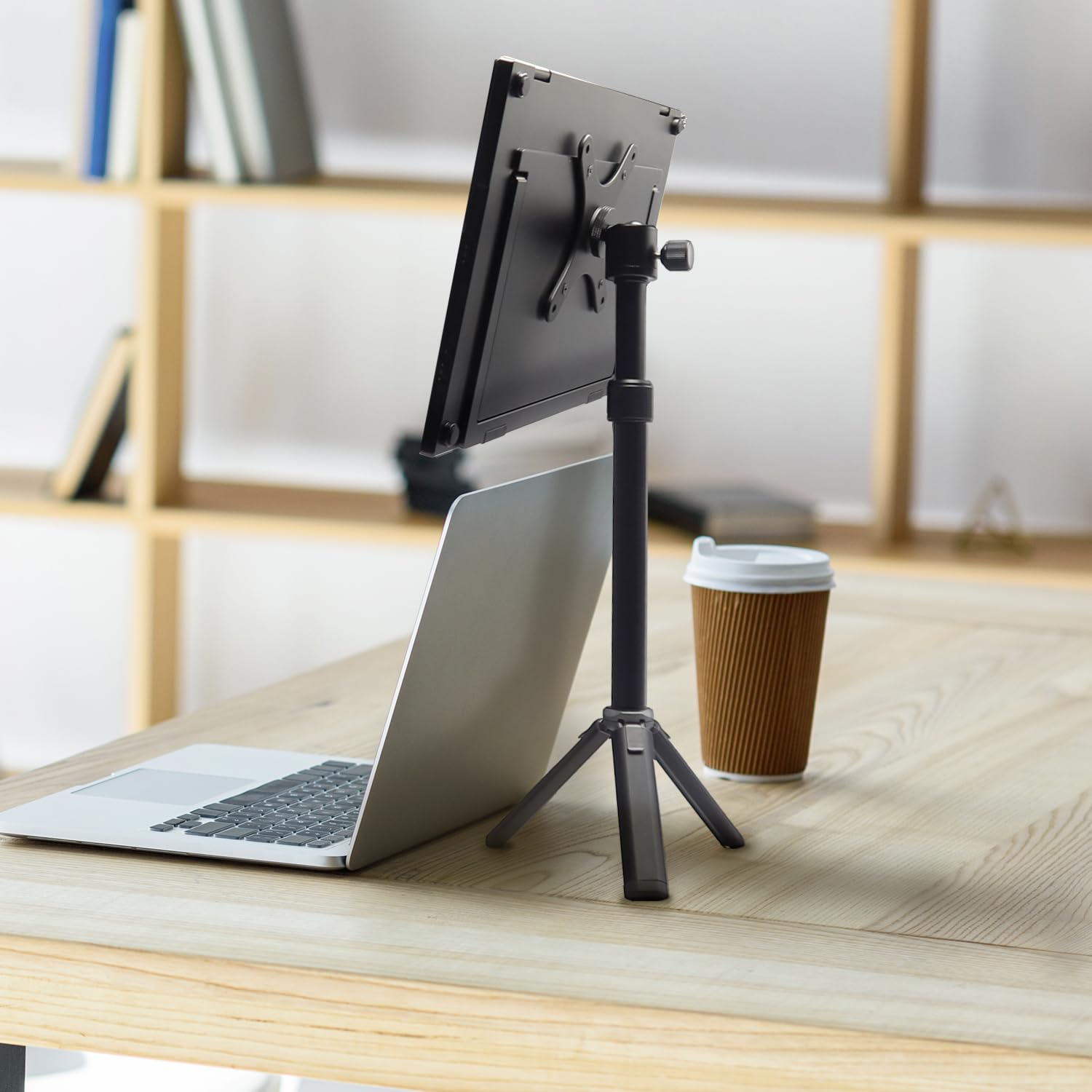 Kado Metal Portable Monitor Stand Tripod, 2-In-1 Phone/Tablet Clamp Portrait/Landscape, 100X100Mm 75X75Mm Wall/Arm Mount Adapater Bracket Plate, 360° Ball Head Compact For Projector, Camera And Webcam