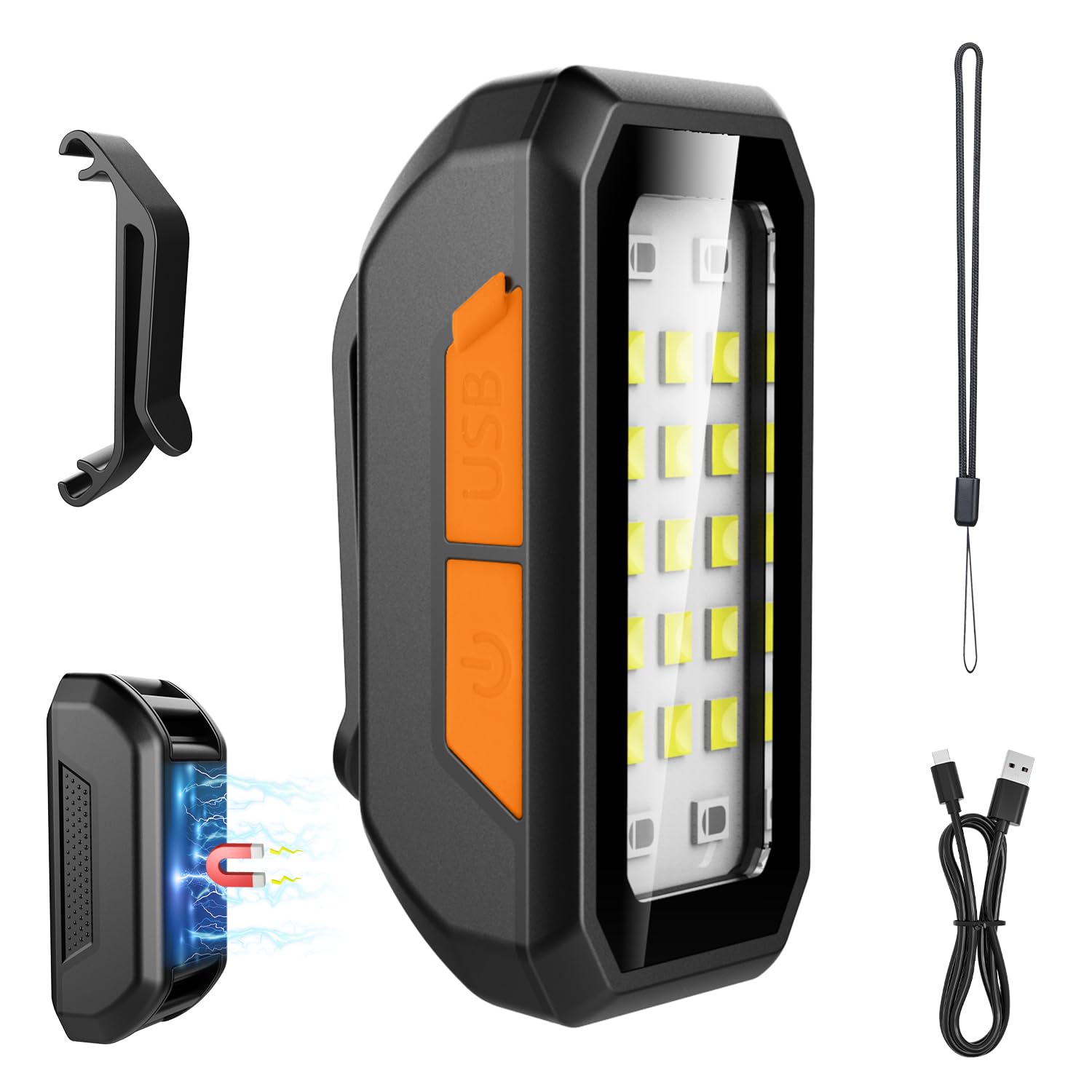 Suzii Clip On Rechargeable Night Running Lights For Runners Dog Walking, Waterproof Portable Magnetic Mini Hands Flashlight For Hiking, Cyclists,Jogging,Night Working, Camping, Outdoor Adventure