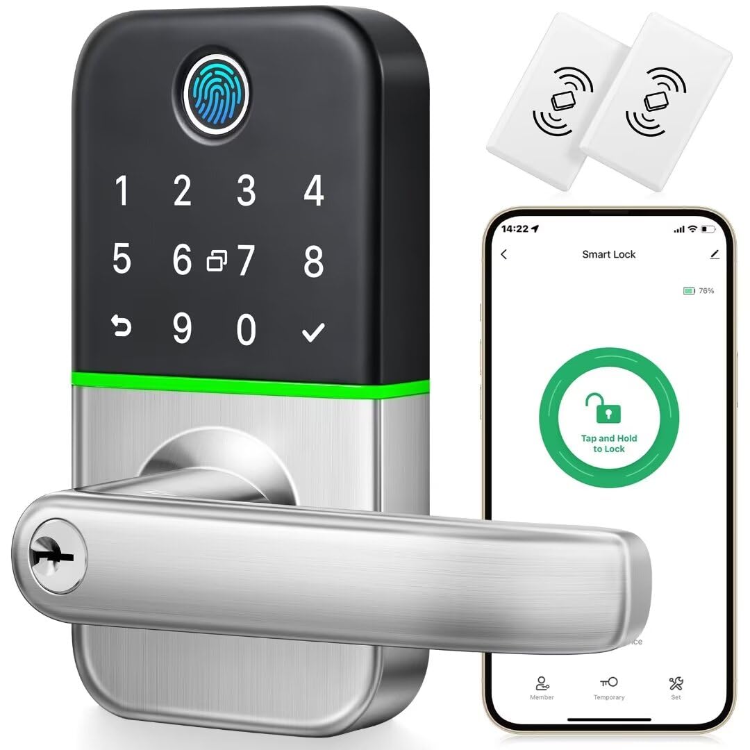 Kucacci Keypad Smart Door Lock With Handle: Keyless Entry Door Lock - Smart Lock For Front Door - Electronic Door Lock With Keypad For Exterior Door - Deadbolt Lever Alternative - Easy Installation