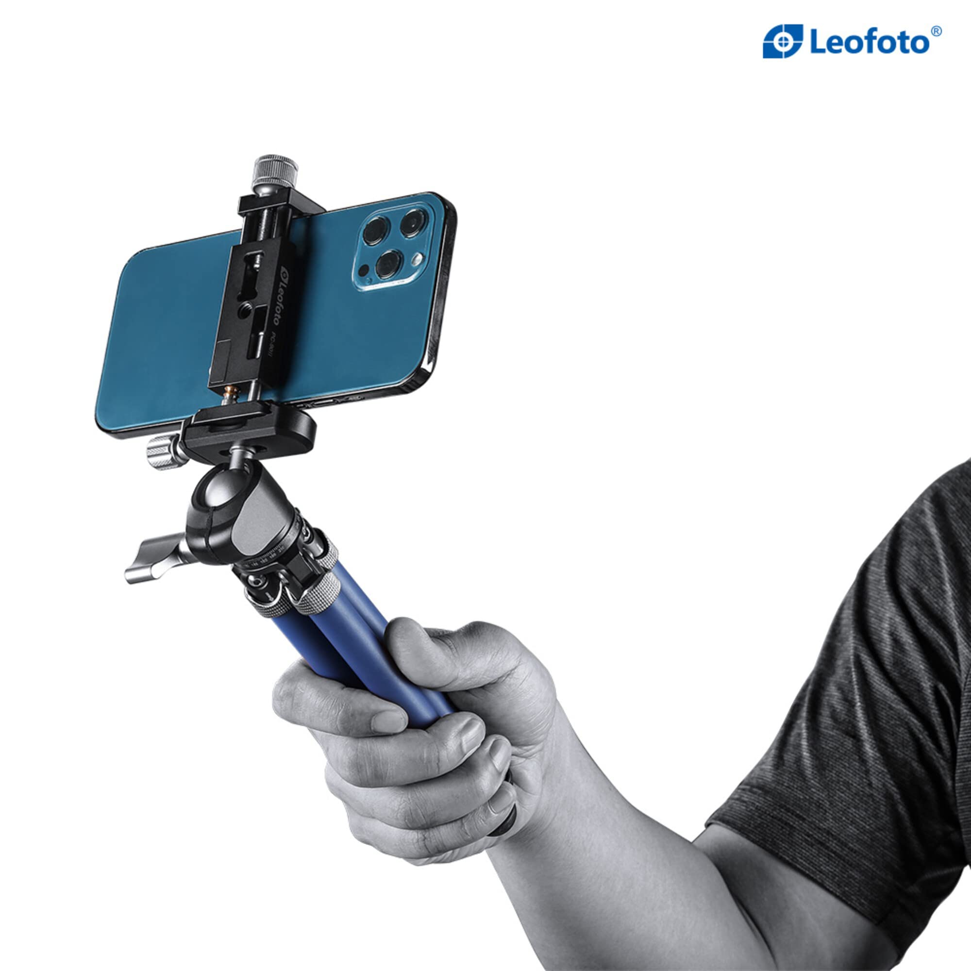 Leofoto Mt-02C+Lh-22 Carbon Fiber Mini Travel Tabletop Tripod With Ball Head Kit (Blue)